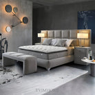 Naomi Plane Kan Boxspringbett Set inkl. Matratze – 1600 Federn, Doppelkern-Technologie, Antibakterieller Viscon-Stoff & Leinen-Seitenwände für Optimalen Komfort & Hygienisches Schlafklima Schlafsinn