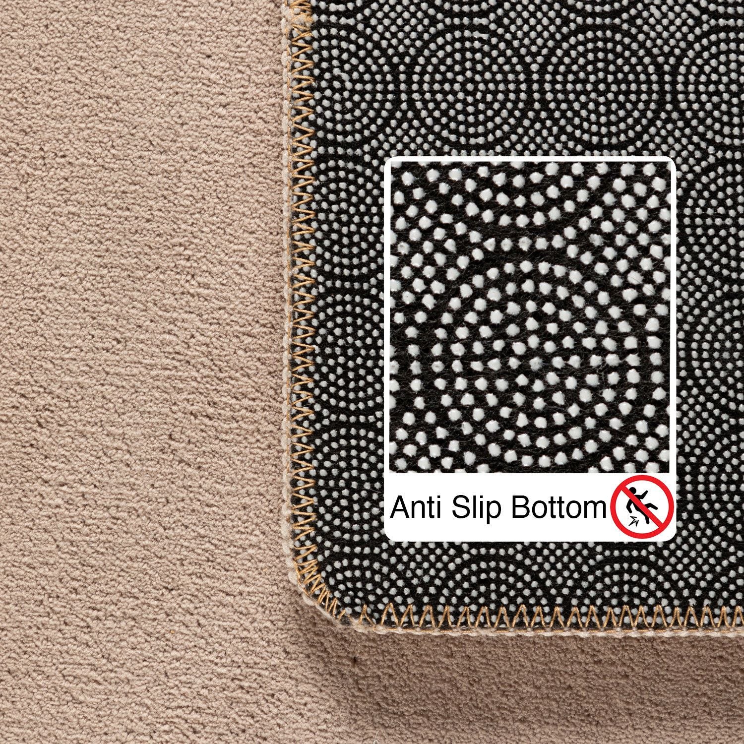 Kurzflorteppiche, Unicolor - Einfarbig, Farbe Beige, Teppich für Wohnzimmer, Rücken aus Anti-rutsch