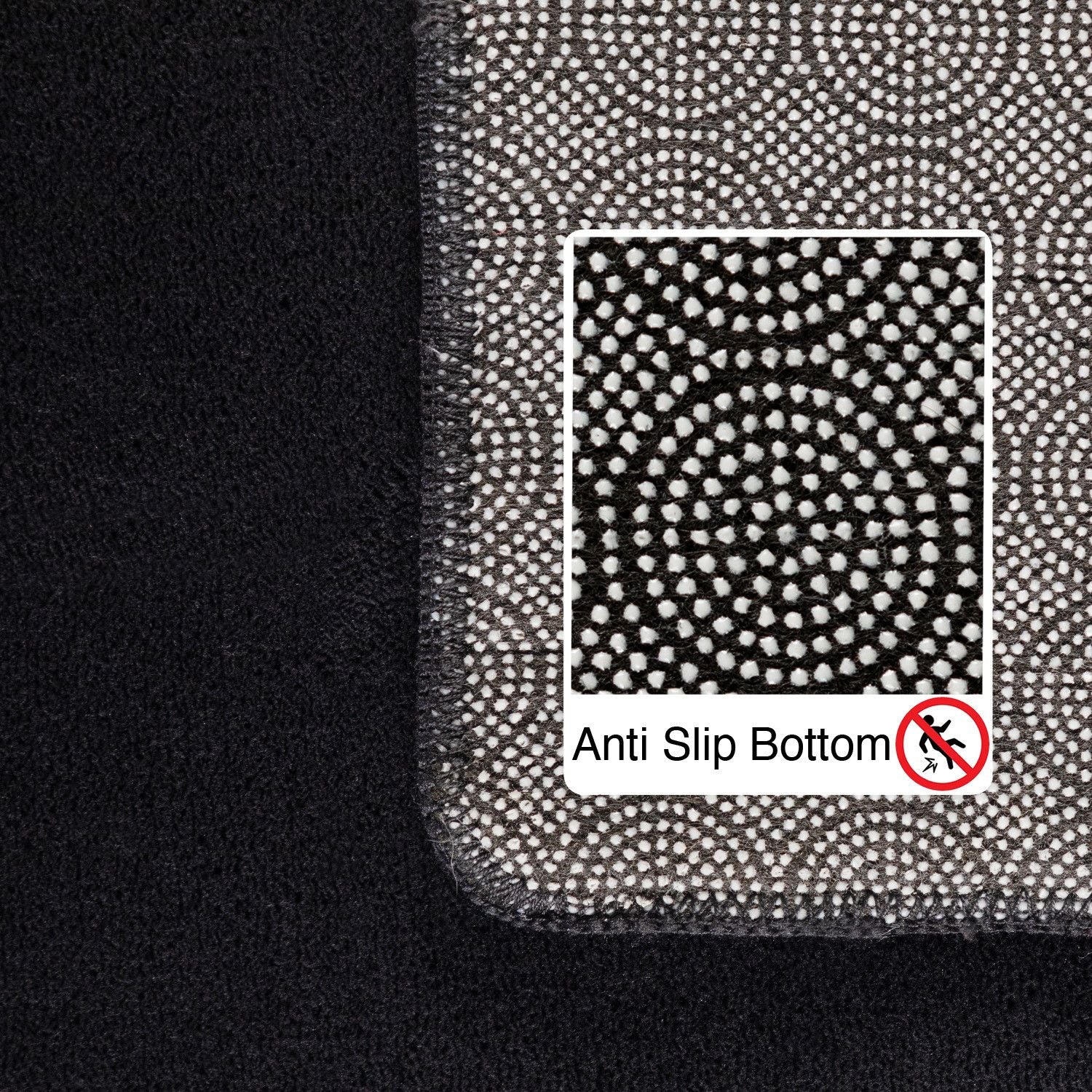 Kurzflorteppiche, Unicolor - Einfarbig, Farbe Schwarz, Teppich für Wohnzimmer, Rücken aus Anti-rutsch