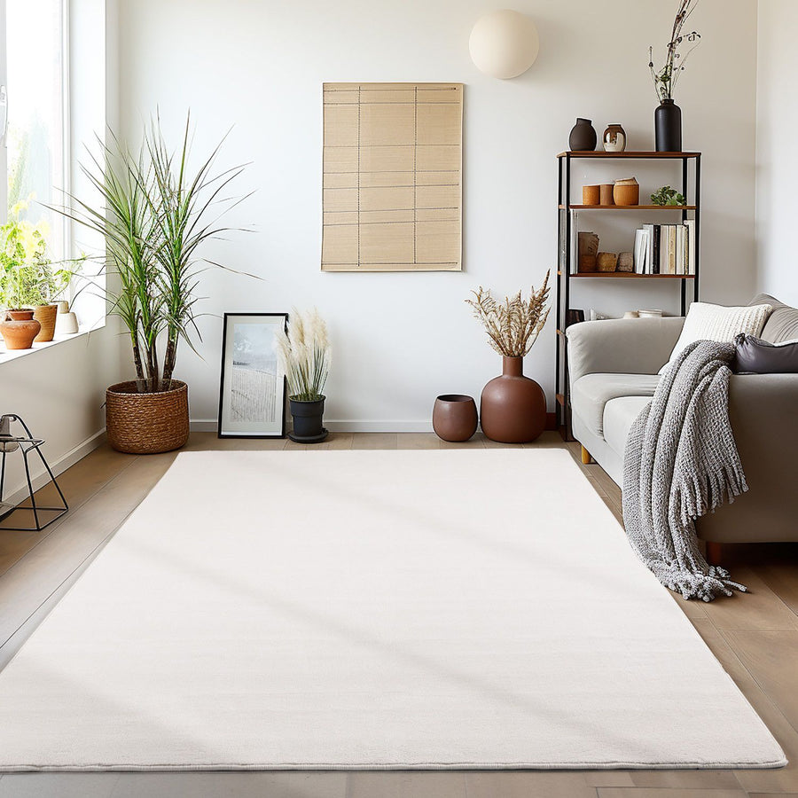 Sky Kurzflorteppich Creme – Unicolor, Anti-Rutsch