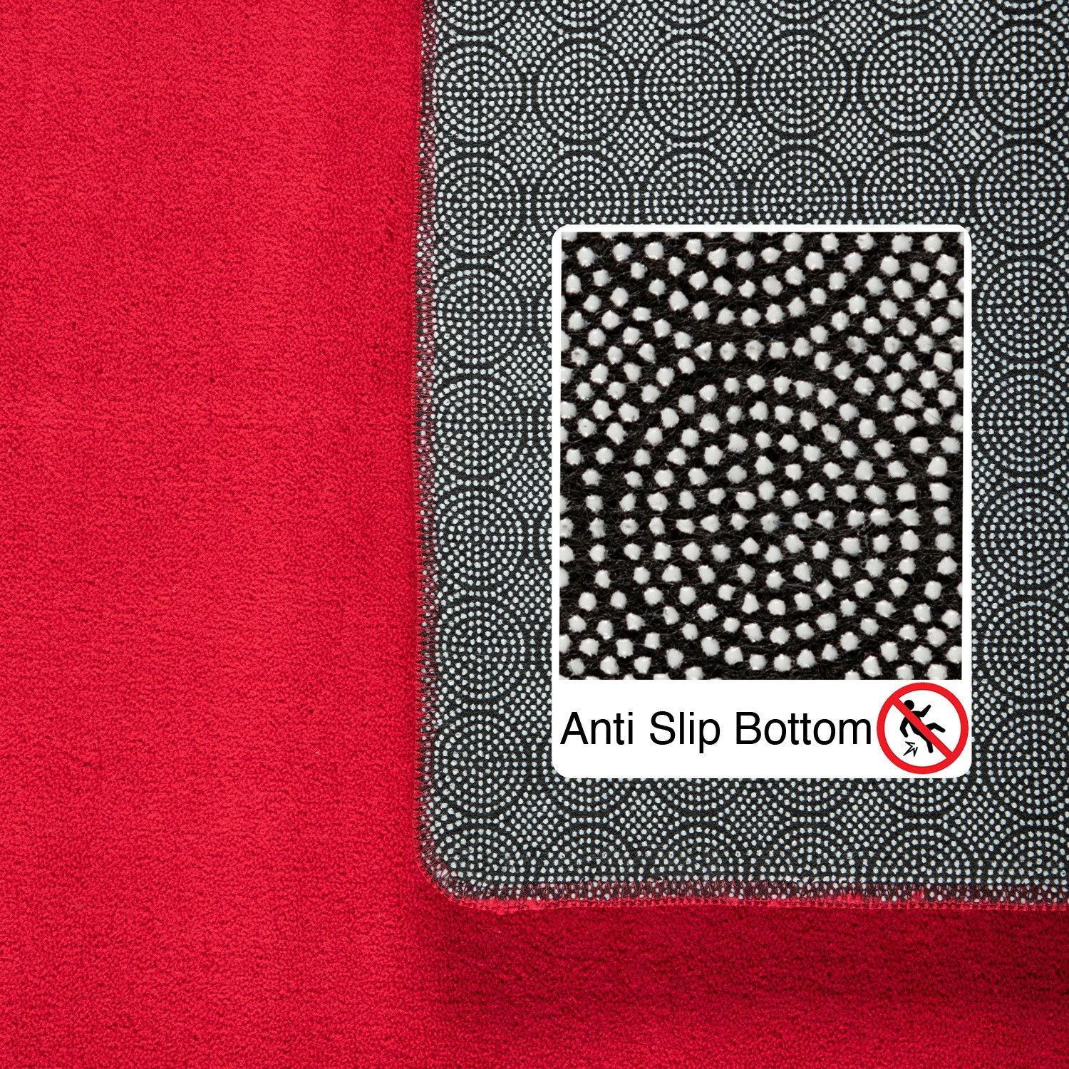 Kurzflorteppiche, Unicolor - Einfarbig, Farbe Rot, Teppich für Wohnzimmer, Rücken aus Anti-rutsch