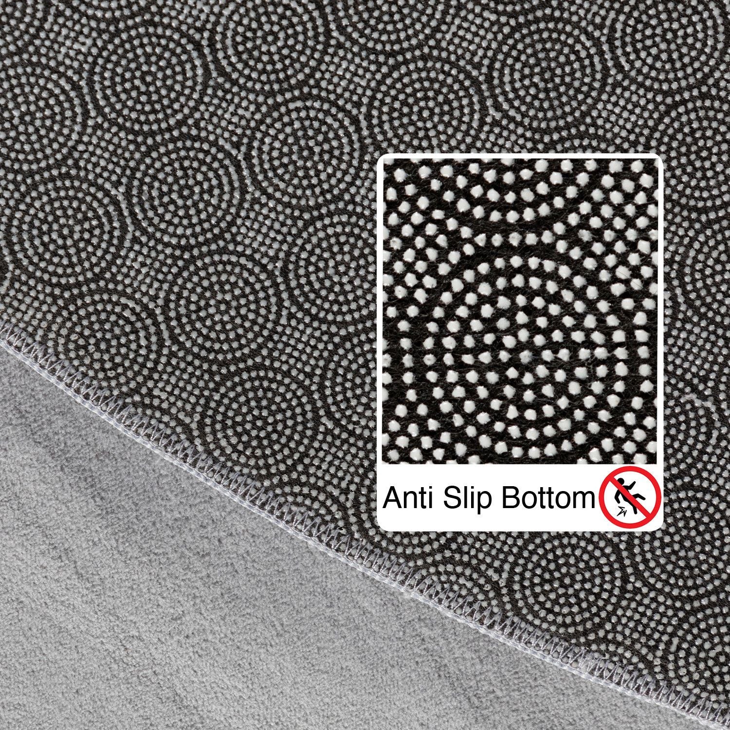 Kurzflorteppiche, Unicolor - Einfarbig, Farbe Silber, Teppich für Wohnzimmer, Rücken aus Anti-rutsch