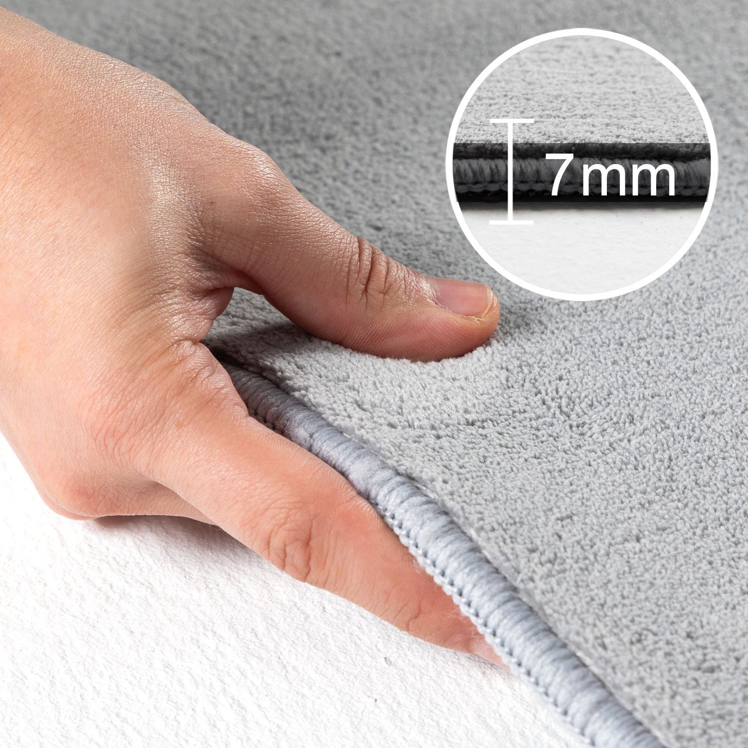 Kurzflorteppiche, Unicolor - Einfarbig, Farbe Silber, Teppich für Wohnzimmer, Rücken aus Anti-rutsch