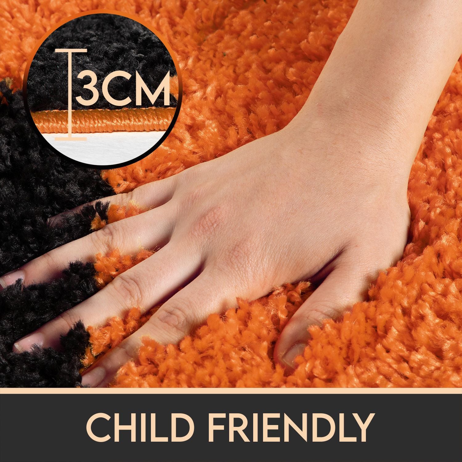 Kinderteppiche, Basketball Design, Farbe Orange, Teppich für Kinderzimmer, Rücken aus Jute