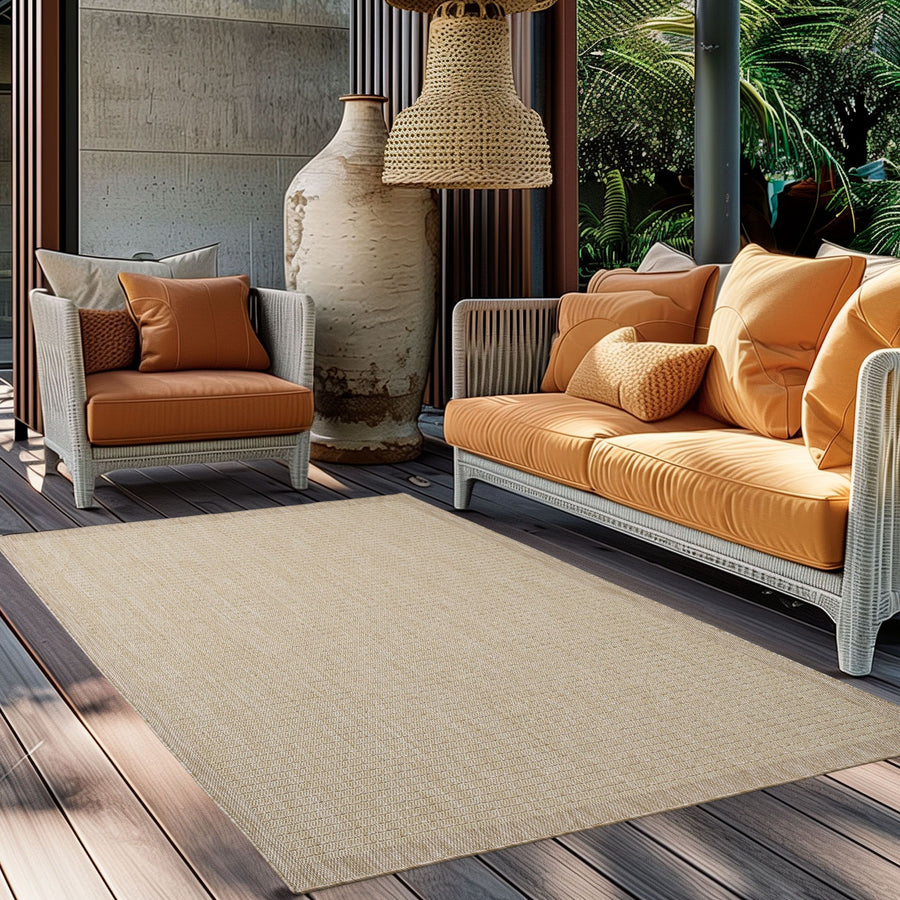 Outdoorteppiche, Unicolor, Farbe Beige, Teppich für Terasse-Balkon-Küche, Rücken aus Polypropylen