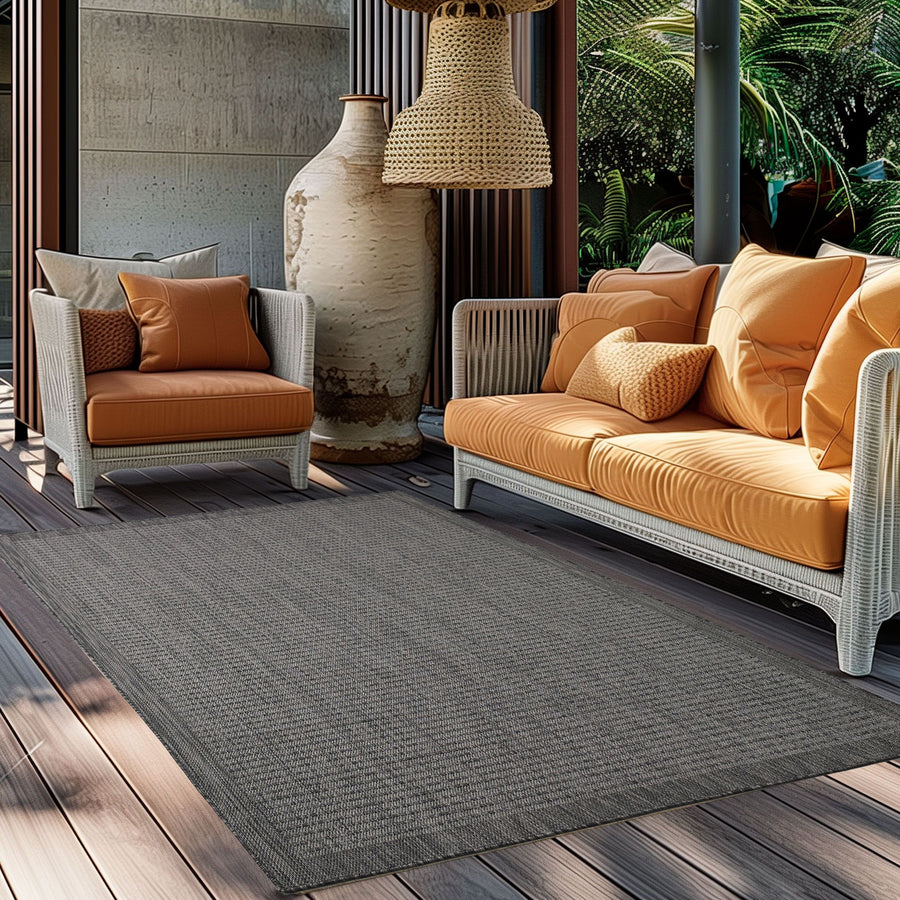 Outdoorteppiche, Unicolor, Farbe Schwarz, Teppich für Terasse-Balkon-Küche, Rücken aus Polypropylen