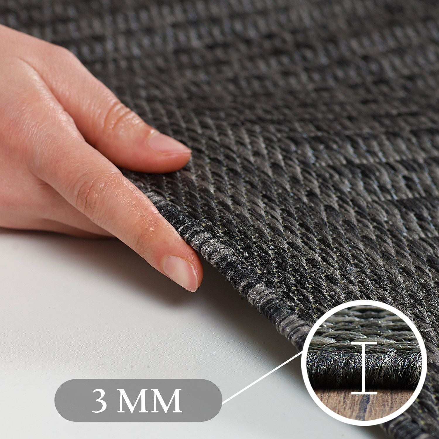 Outdoorteppiche, Unicolor, Farbe Schwarz, Teppich für Terasse-Balkon-Küche, Rücken aus Polypropylen