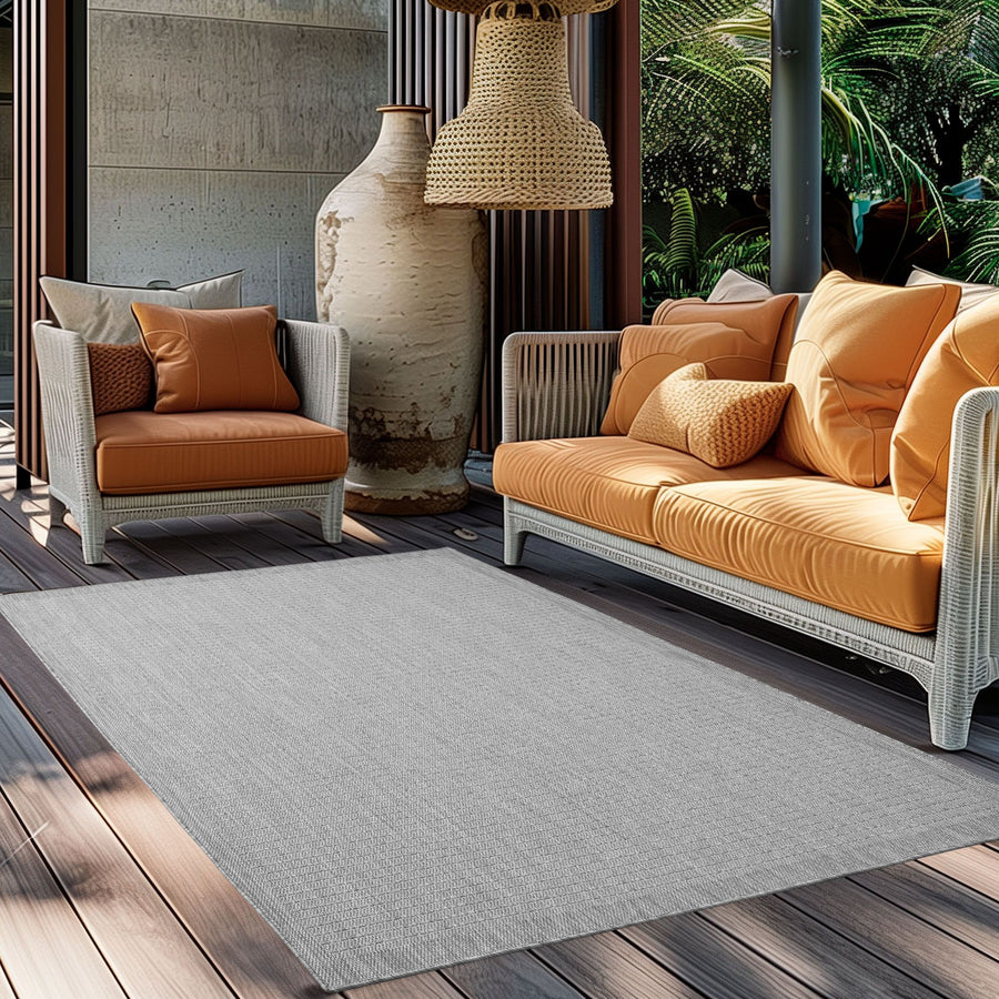 Outdoorteppiche, Unicolor, Farbe Grau, Teppich für Terasse-Balkon-Küche, Rücken aus Polypropylen