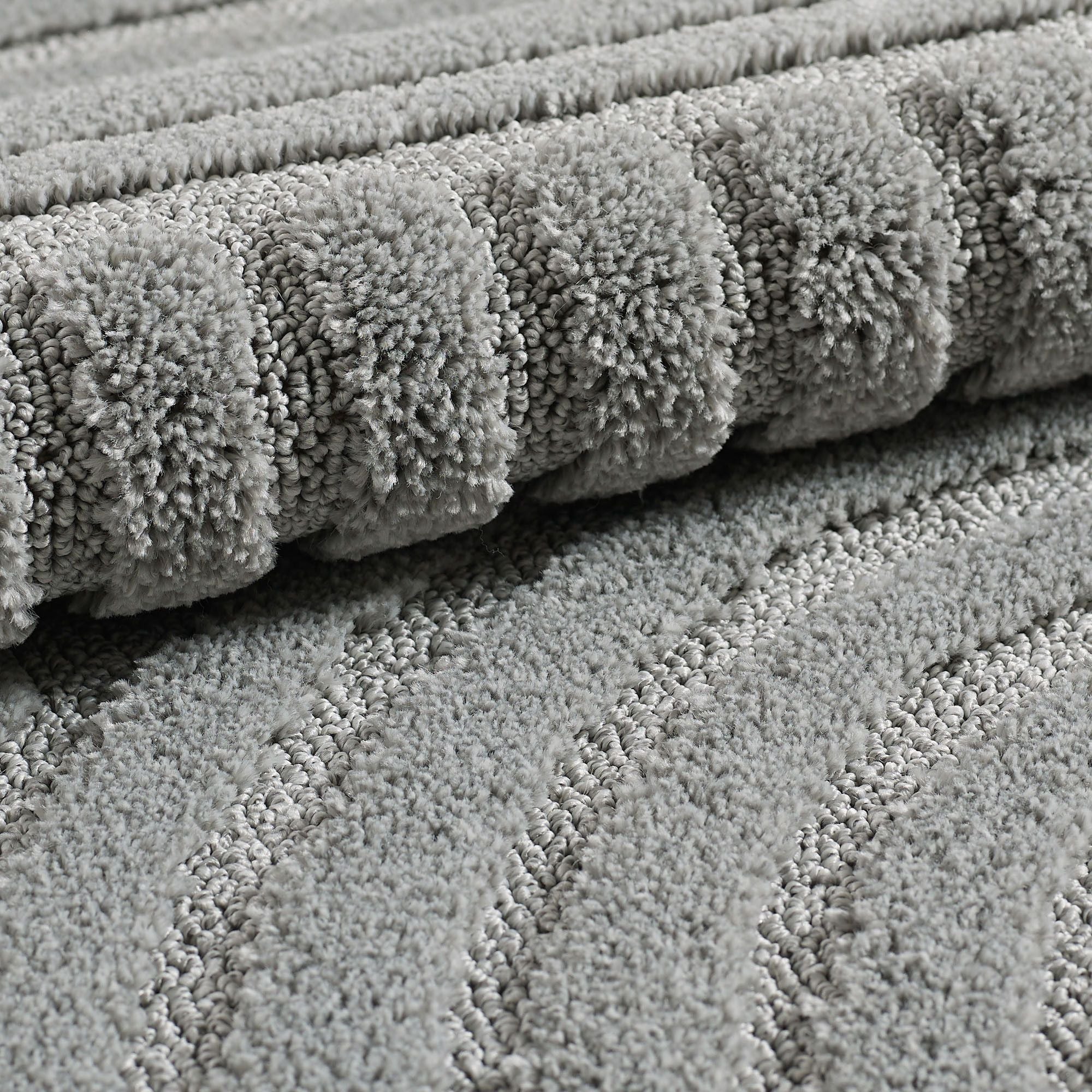 Hochflorteppiche, Skandinavischer Boho, Farbe Silber, Teppich für Wohnzimmer, Rücken aus Jute