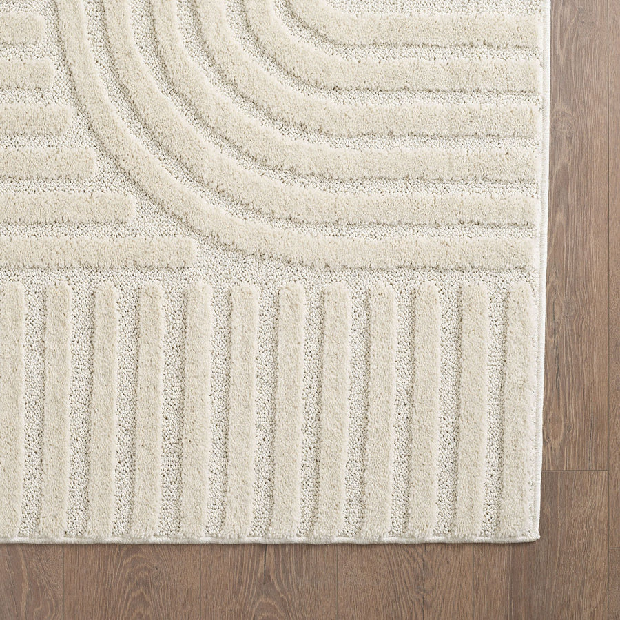 Hochflorteppiche, Skandinavischer Boho, Farbe Creme, Teppich für Wohnzimmer, Rücken aus Jute