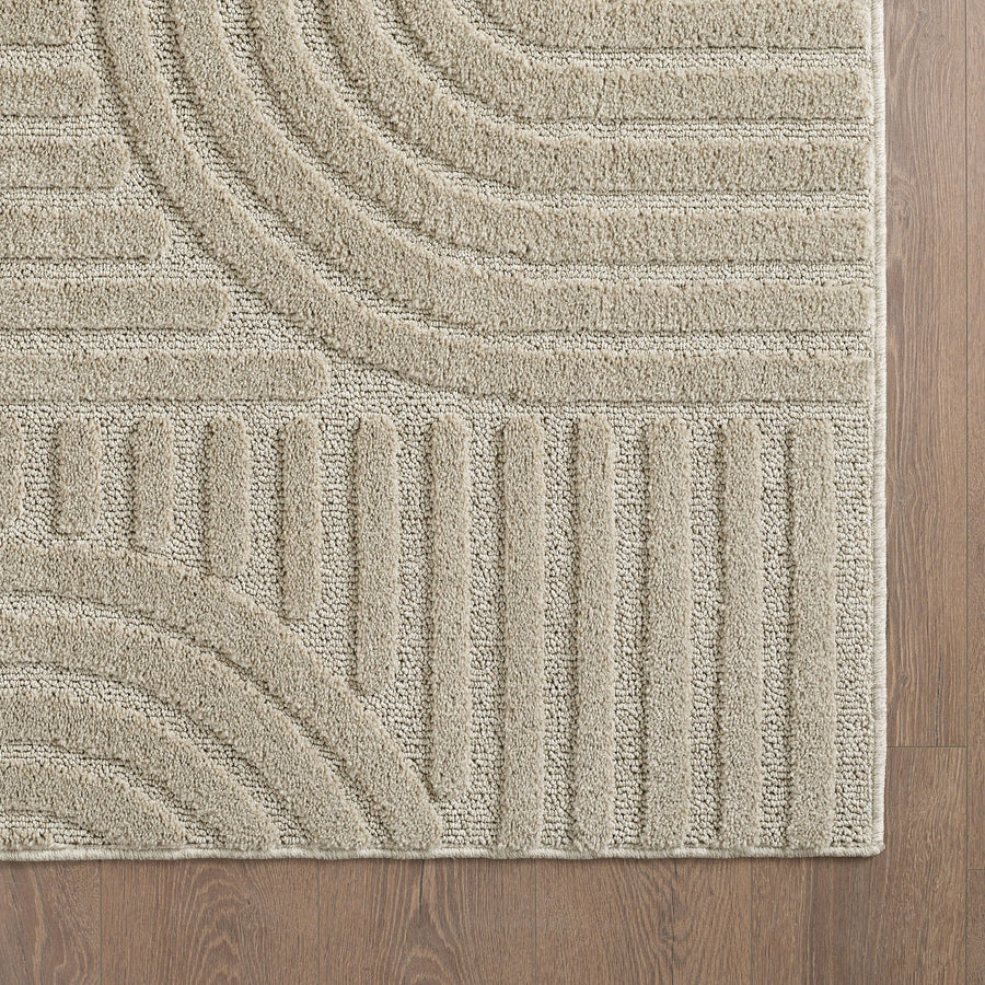 Hochflorteppiche, Skandinavischer Boho, Farbe Beige, Teppich für Wohnzimmer, Rücken aus Jute
