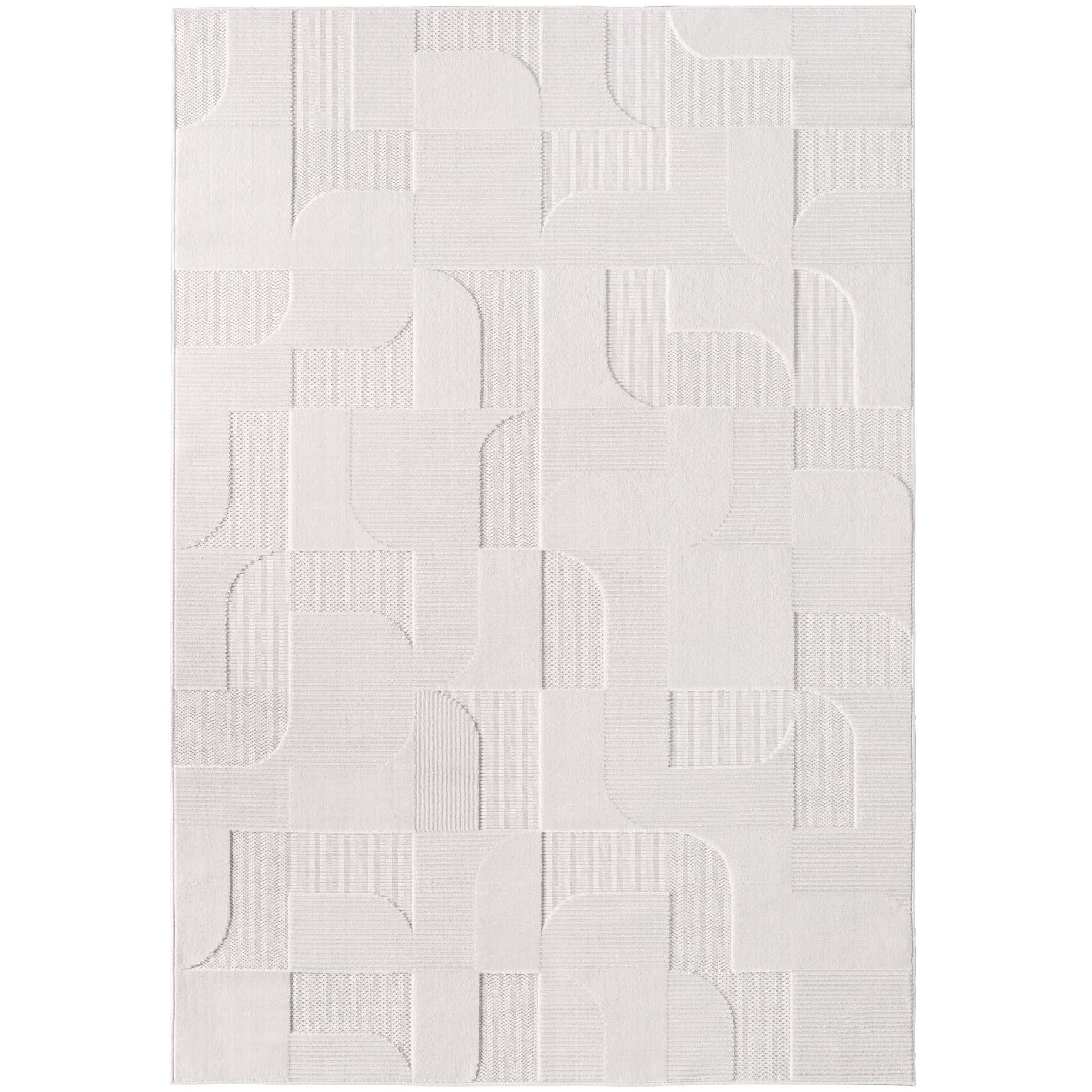 Kurzflor Teppich,3D Design,Farbe Creme,Teppich für Wohnzimmer,Rücken aus fibrilliertes Garn