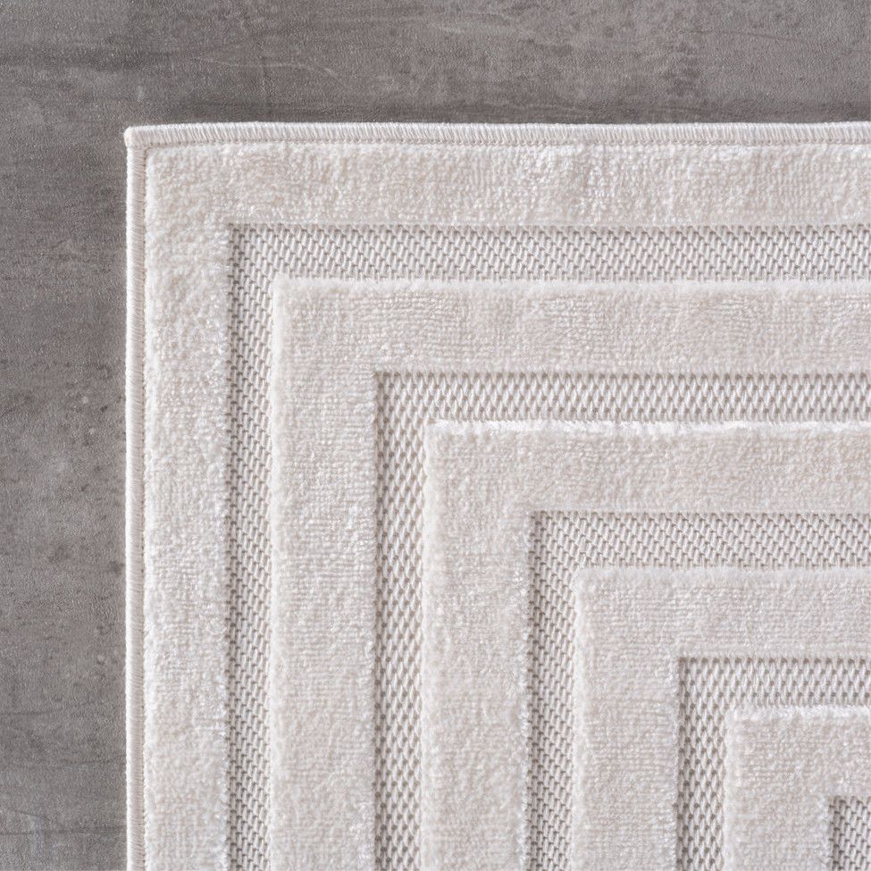 Kurzflor Teppich,3D Design,Farbe Creme,Teppich für Wohnzimmer,Rücken aus fibrilliertes Garn