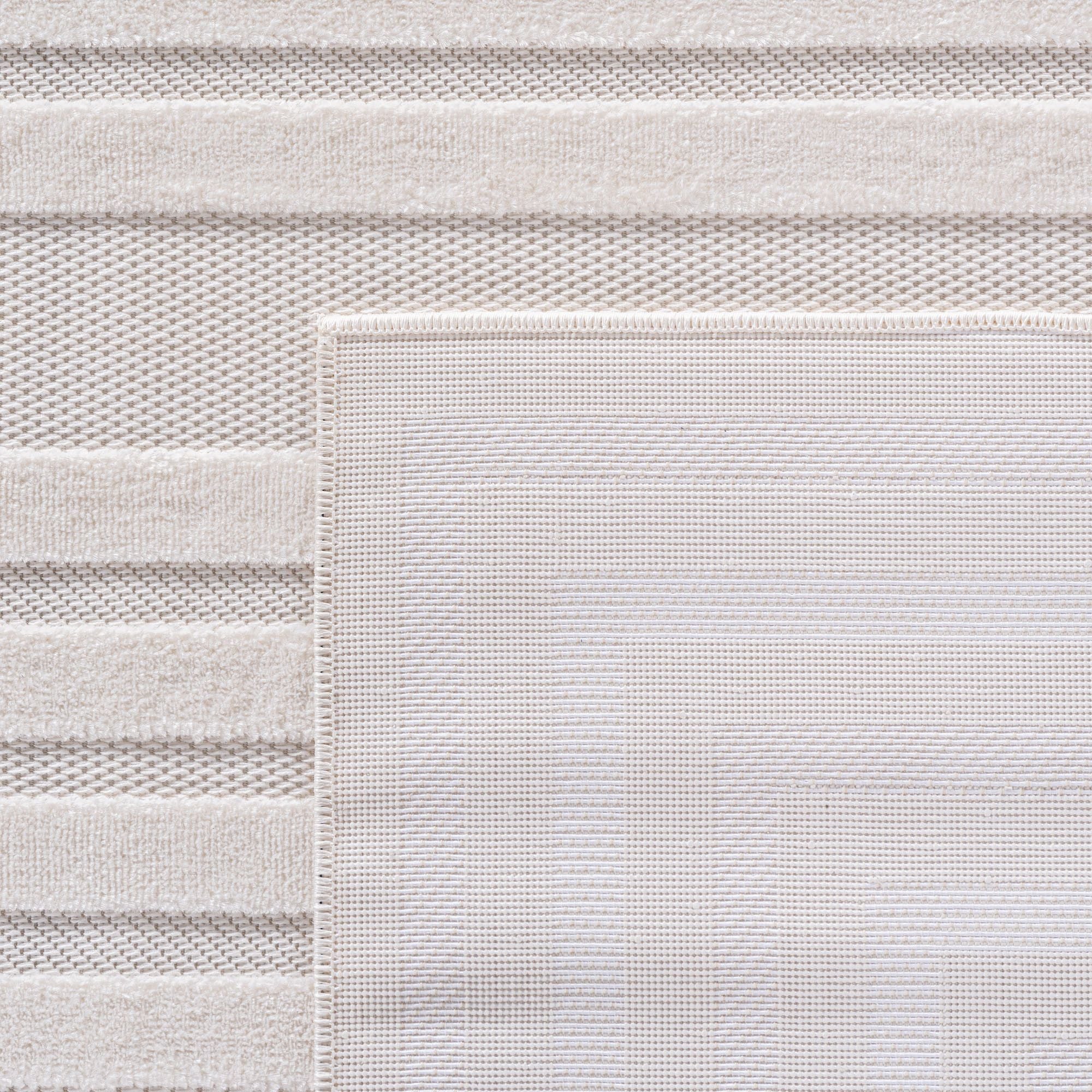 Kurzflor Teppich,3D Design,Farbe Creme,Teppich für Wohnzimmer,Rücken aus fibrilliertes Garn