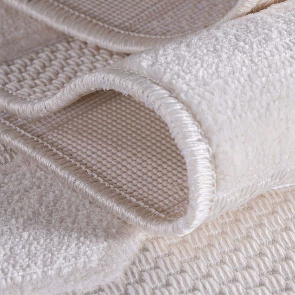 Kurzflor Teppich,3D Design,Farbe Creme,Teppich für Wohnzimmer,Rücken aus fibrilliertes Garn