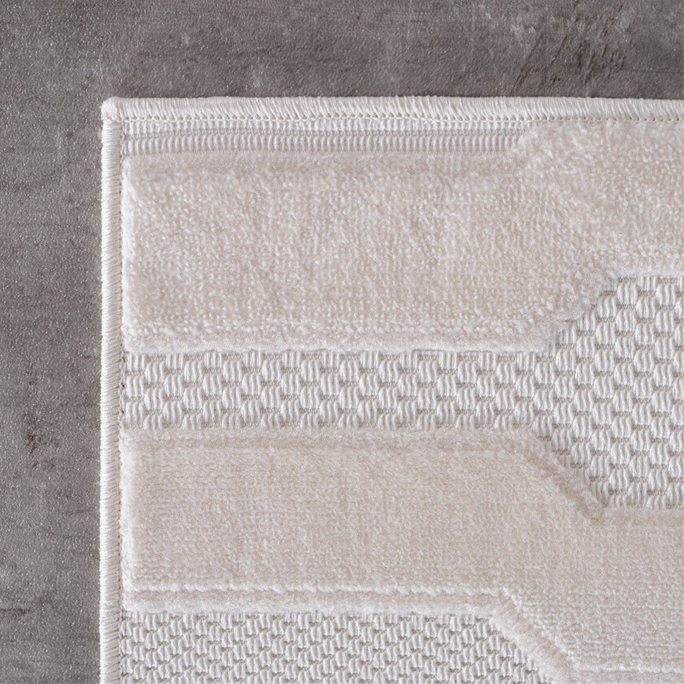 Kurzflor Teppich,3D Design,Farbe Creme,Teppich für Wohnzimmer,Rücken aus fibrilliertes Garn