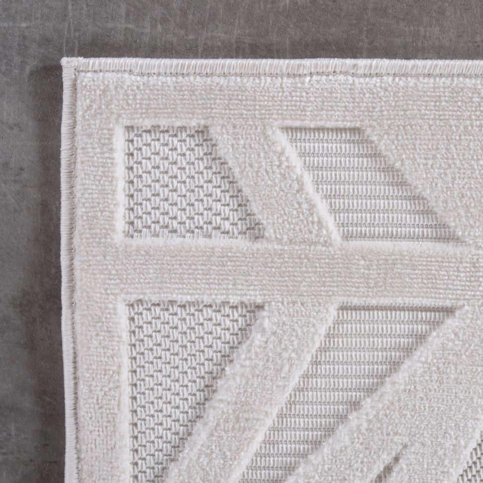 Kurzflor Teppich,3D Design,Farbe Creme,Teppich für Wohnzimmer,Rücken aus fibrilliertes Garn