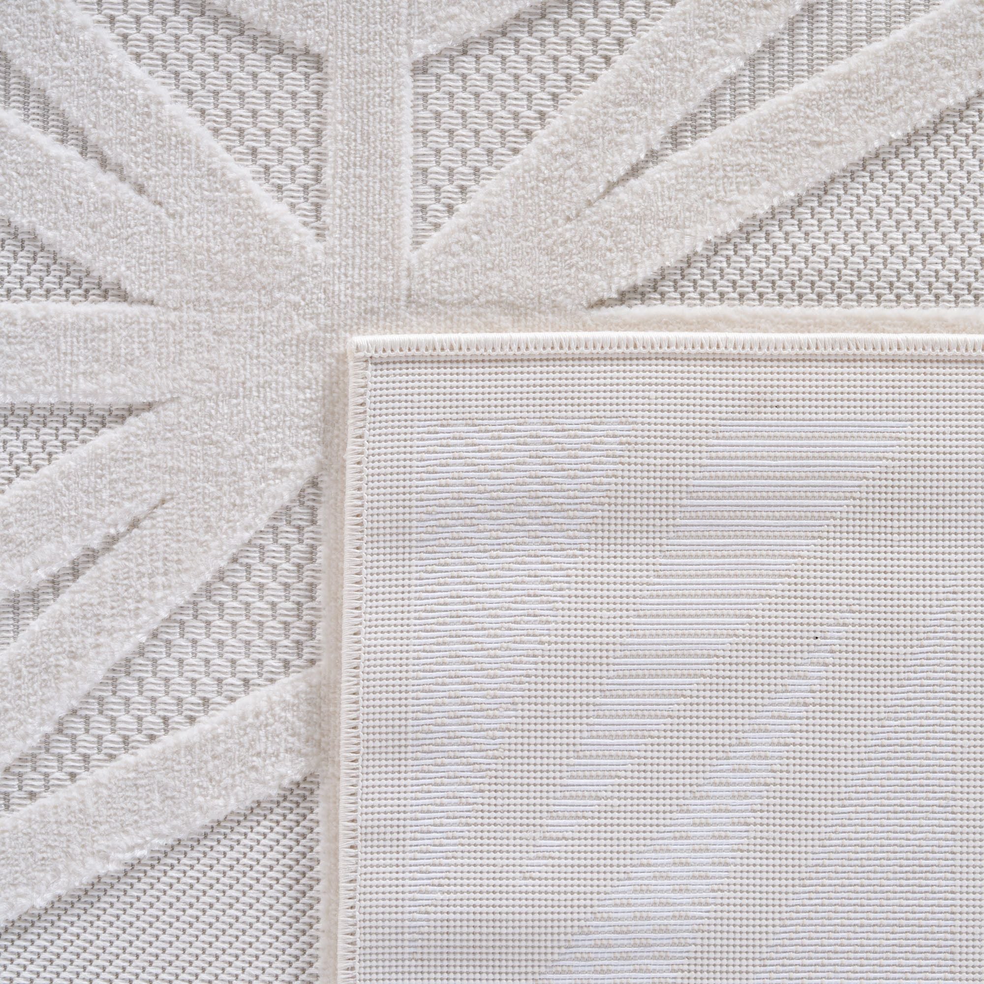 Kurzflor Teppich,3D Design,Farbe Creme,Teppich für Wohnzimmer,Rücken aus fibrilliertes Garn