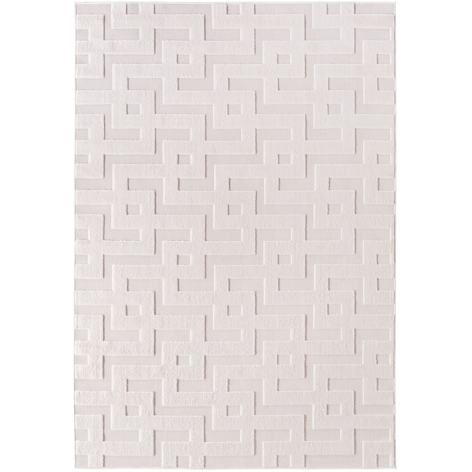 Kurzflor Teppich,3D Design,Farbe Creme,Teppich für Wohnzimmer,Rücken aus fibrilliertes Garn