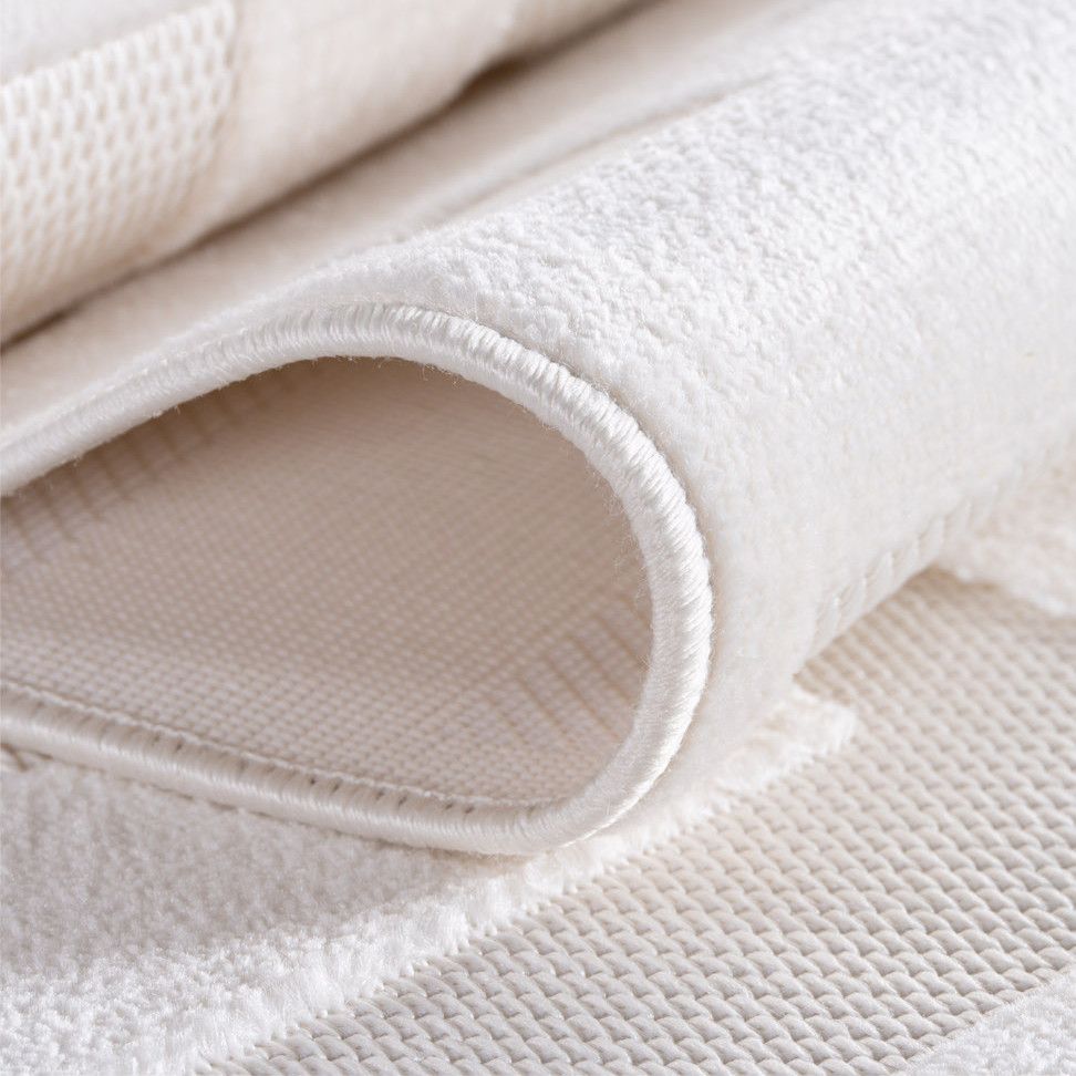 Kurzflor Teppich,3D Design,Farbe Creme,Teppich für Wohnzimmer,Rücken aus fibrilliertes Garn