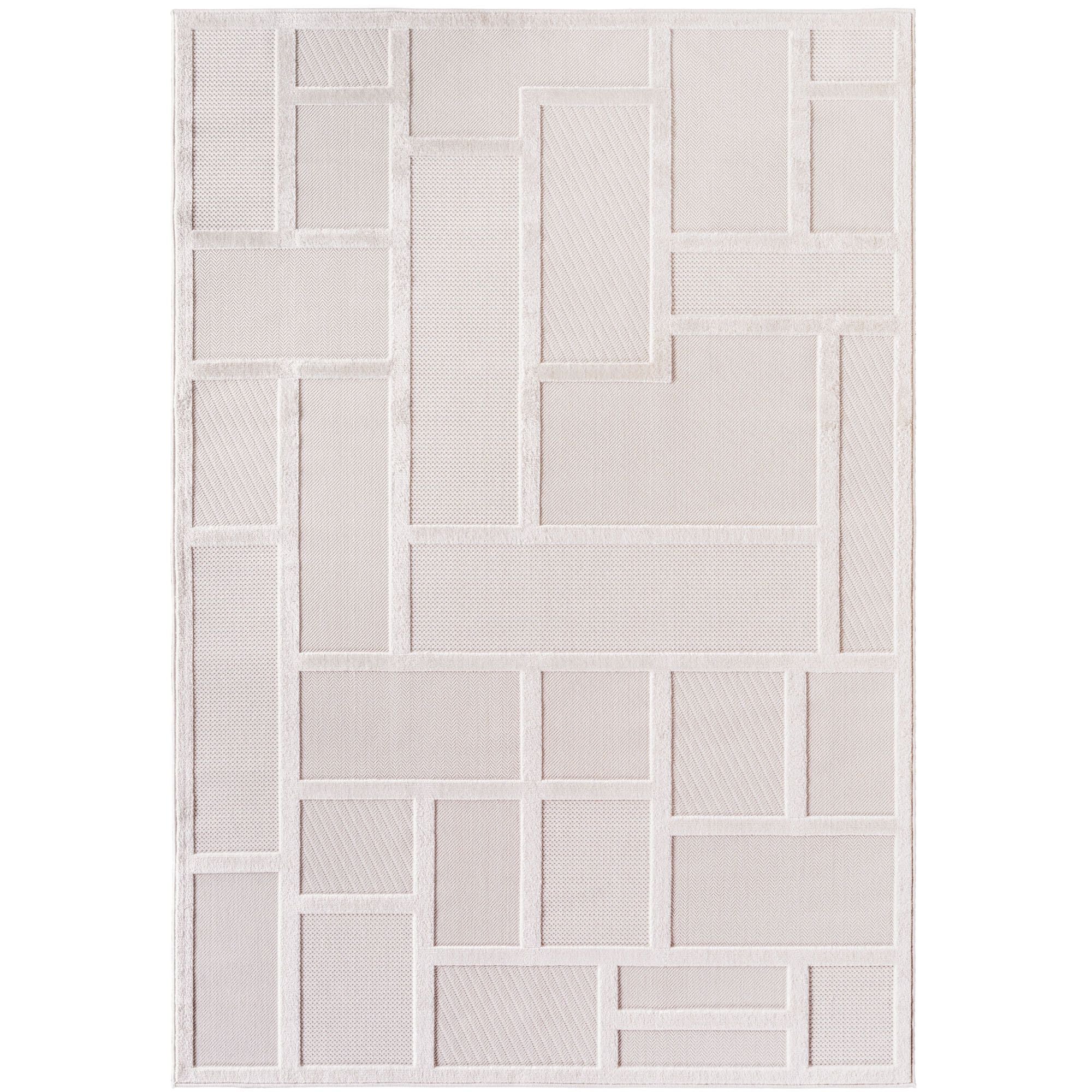 Kurzflor Teppich,3D Design,Farbe Creme,Teppich für Wohnzimmer,Rücken aus fibrilliertes Garn