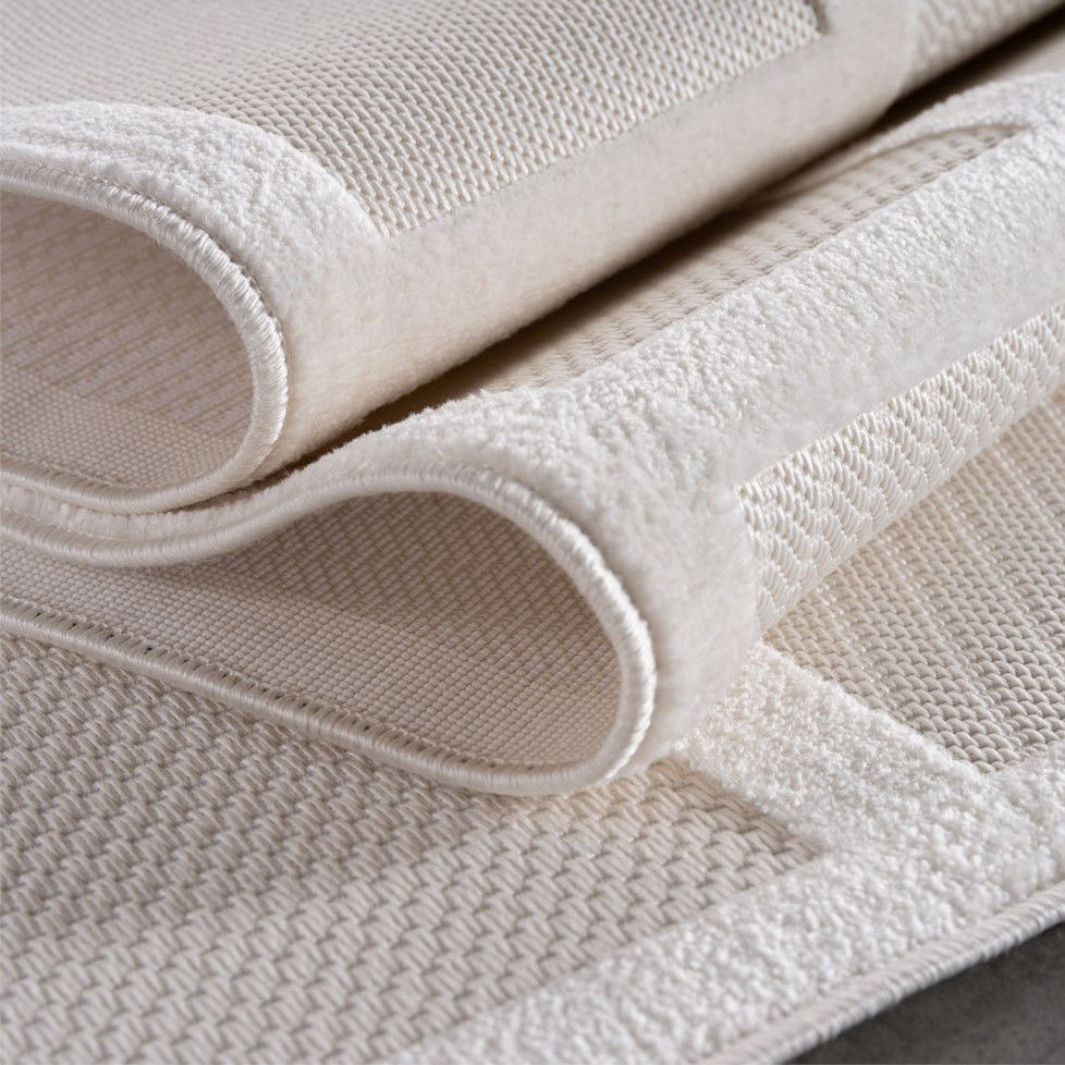 Kurzflor Teppich,3D Design,Farbe Creme,Teppich für Wohnzimmer,Rücken aus fibrilliertes Garn