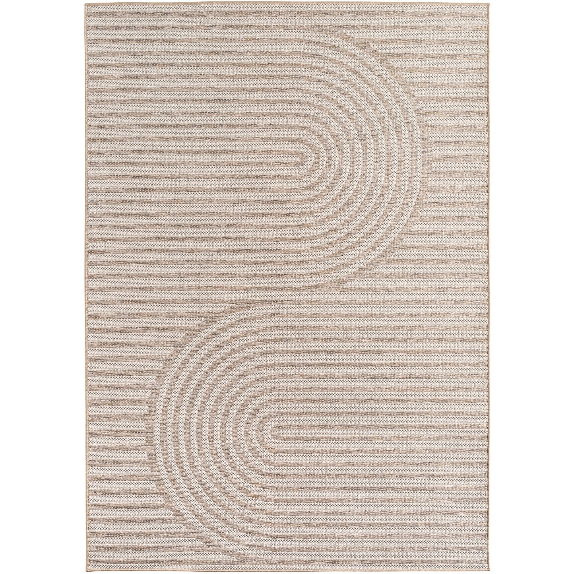 Outdoorteppiche Beige 8x25 cm Läufer, Wetterfest & UV-beständig, ideal für Küche, Balkon, Terrasse auch Wohnzimmer und Esszimmer, Skandinavisches Boho-Design, Leicht zu Reinigen