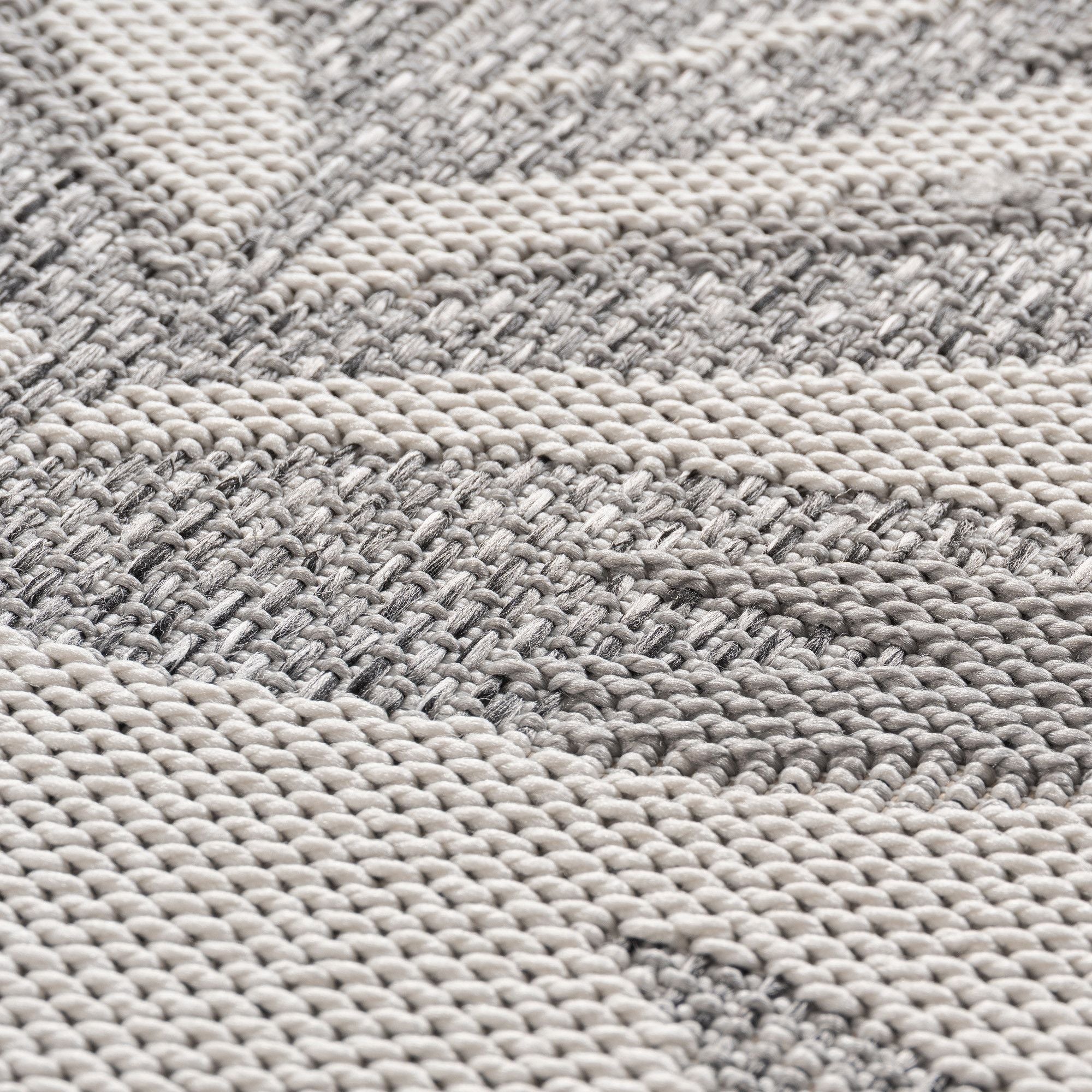 Outdoorteppiche Grau 8x25 cm Läufer, Wetterfest & UV-beständig, ideal für Küche, Balkon, Terrasse auch Wohnzimmer und Esszimmer, Palmblätter-Design, Leicht zu Reinigen