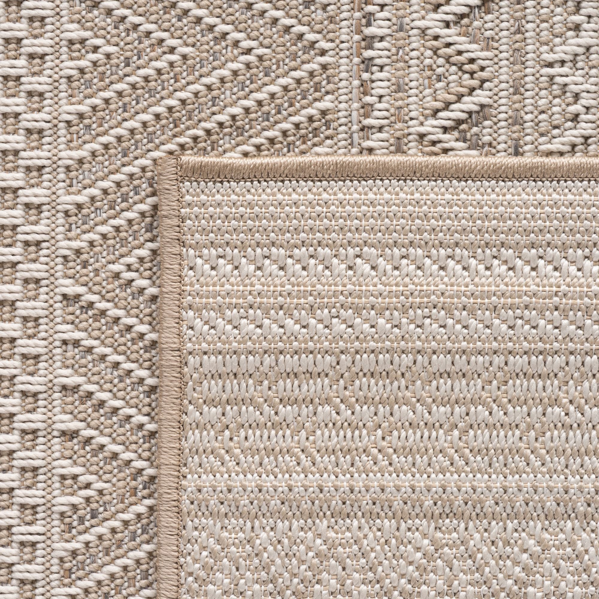 Outdoorteppiche Beige 8x25 cm Läufer, Wetterfest & UV-beständig, ideal für Küche, Balkon, Terrasse auch Wohnzimmer und Esszimmer, Skandinavisches Boho-Design, Leicht zu Reinigen