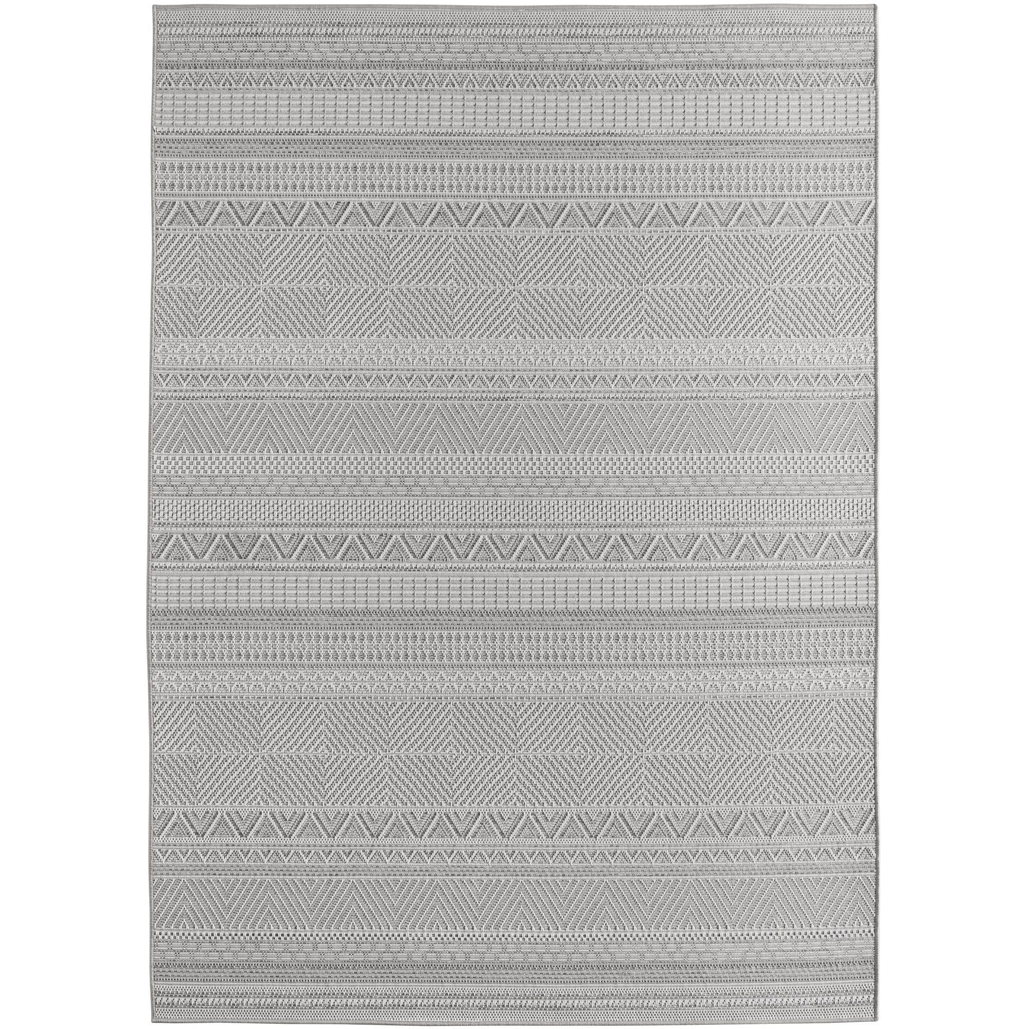 Outdoorteppiche Grau 8x25 cm Läufer, Wetterfest & UV-beständig, ideal für Küche, Balkon, Terrasse auch Wohnzimmer und Esszimmer, Skandinavisches Boho-Design, Leicht zu Reinigen