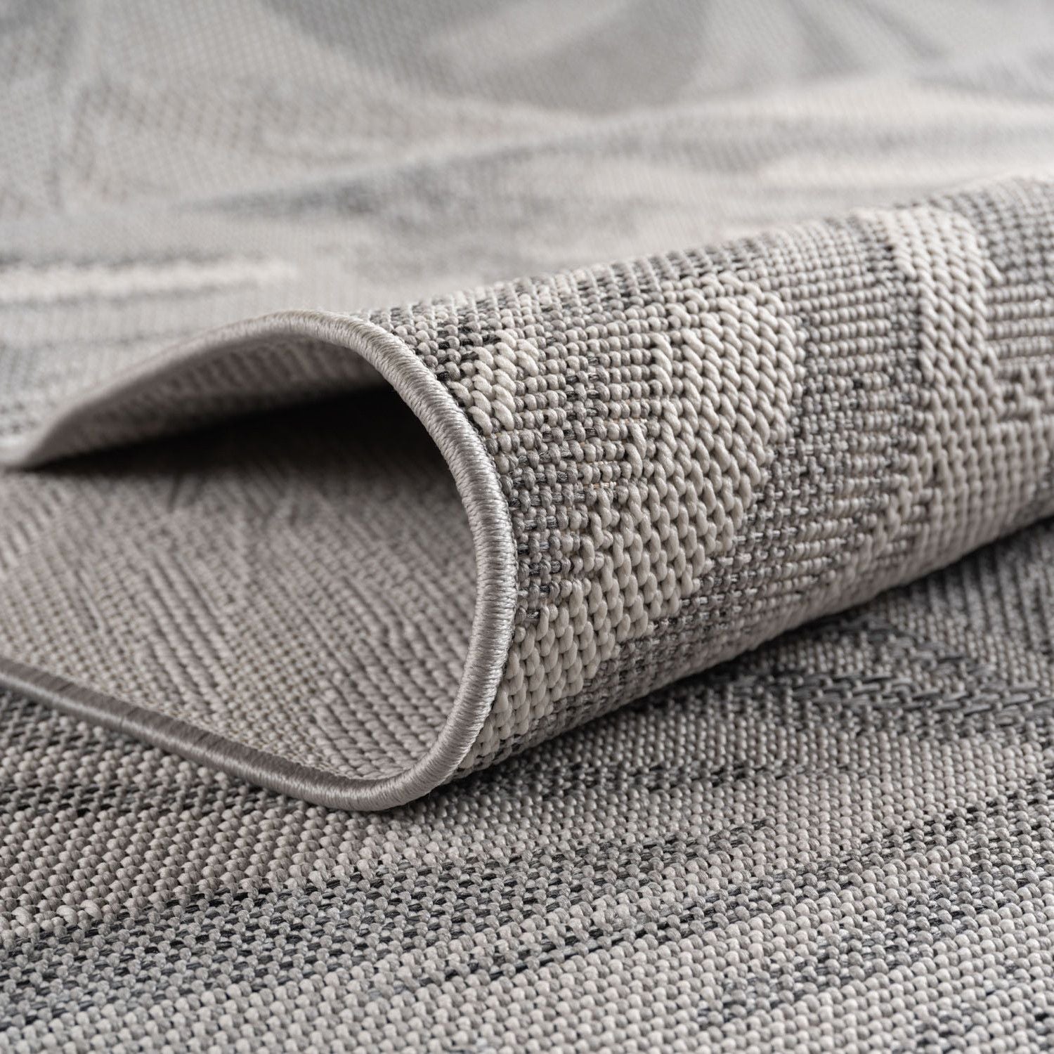 Outdoorteppiche Grau 8x25 cm Läufer, Wetterfest & UV-beständig, ideal für Küche, Balkon, Terrasse auch Wohnzimmer und Esszimmer, Skandinavisches Boho-Design, Leicht zu Reinigen