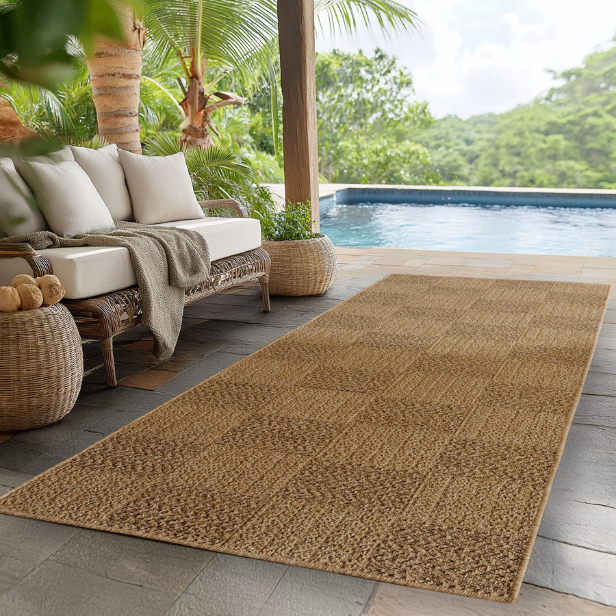 In- & Outdoor Teppich Läufer: Jute-Look Natur Struktur