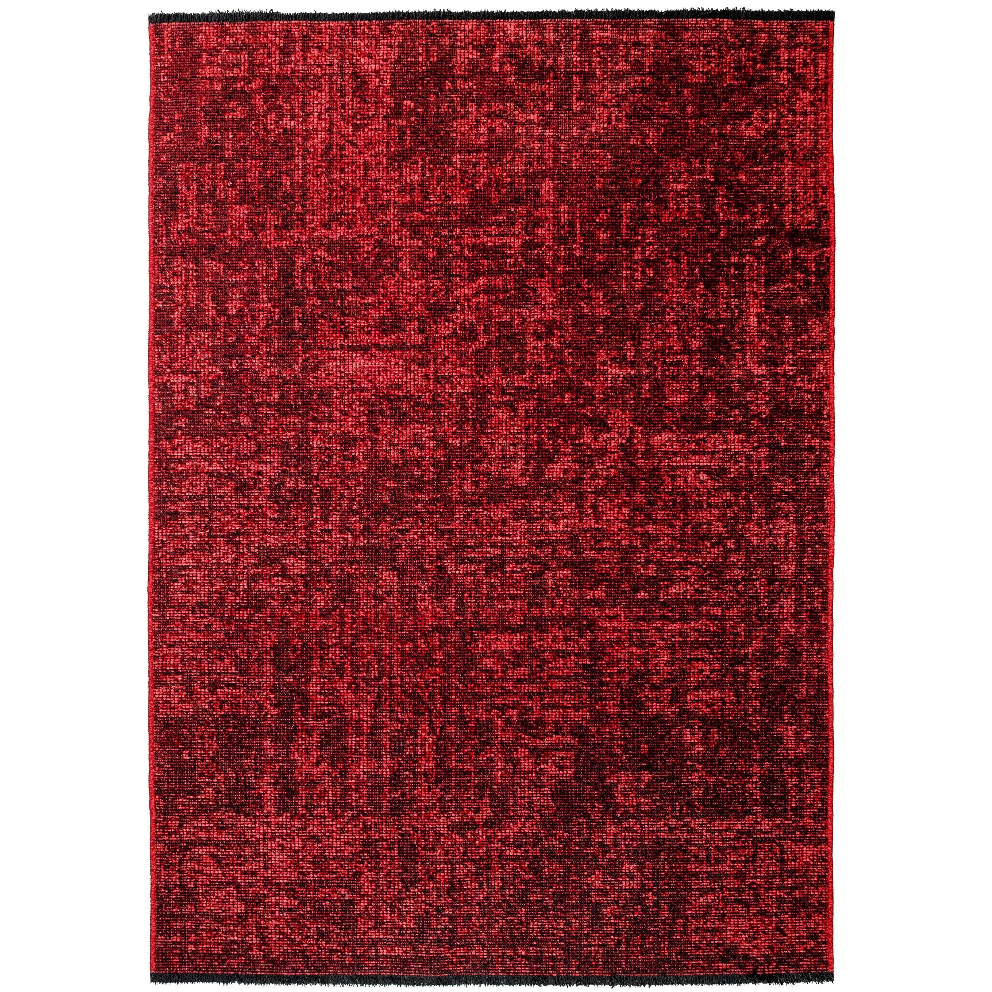 Baumwolle Chenille Teppich Läufer Rot 8x15 cm – Waschbar, Boho-Stil, Vintage Kelim, Kurzflor, Rutschfest & Weich, Einfarbig Meliert, Für Küche, Schlafzimmer & Flur