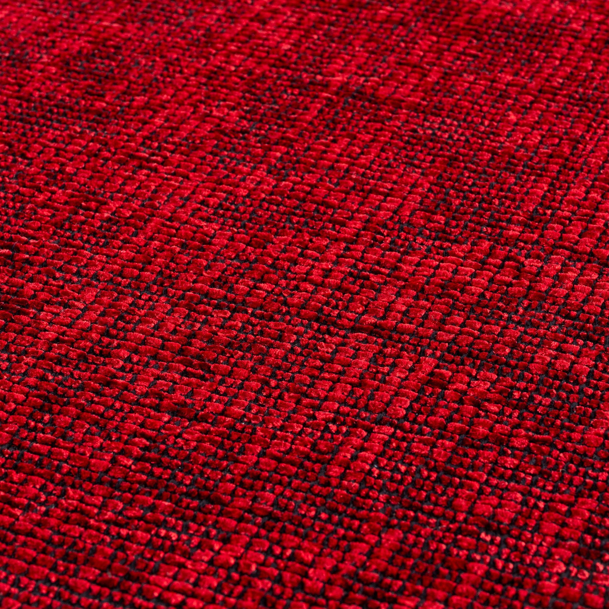 Baumwolle Chenille Teppich Läufer Rot 8x15 cm – Waschbar, Boho-Stil, Vintage Kelim, Kurzflor, Rutschfest & Weich, Einfarbig Meliert, Für Küche, Schlafzimmer & Flur