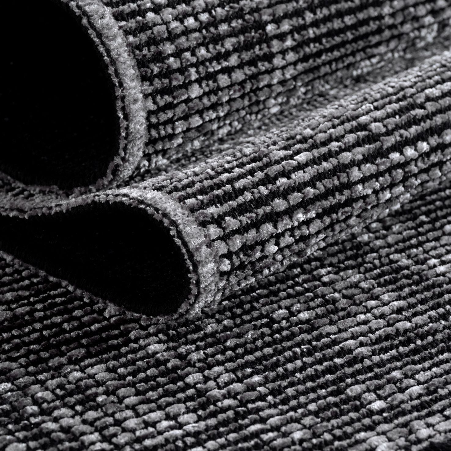 Baumwolle Chenille Teppich Läufer Grau 8x15 cm – Waschbar, Boho-Stil, Vintage Kelim, Kurzflor, Rutschfest & Weich, Einfarbig Meliert, Für Küche, Schlafzimmer & Flur