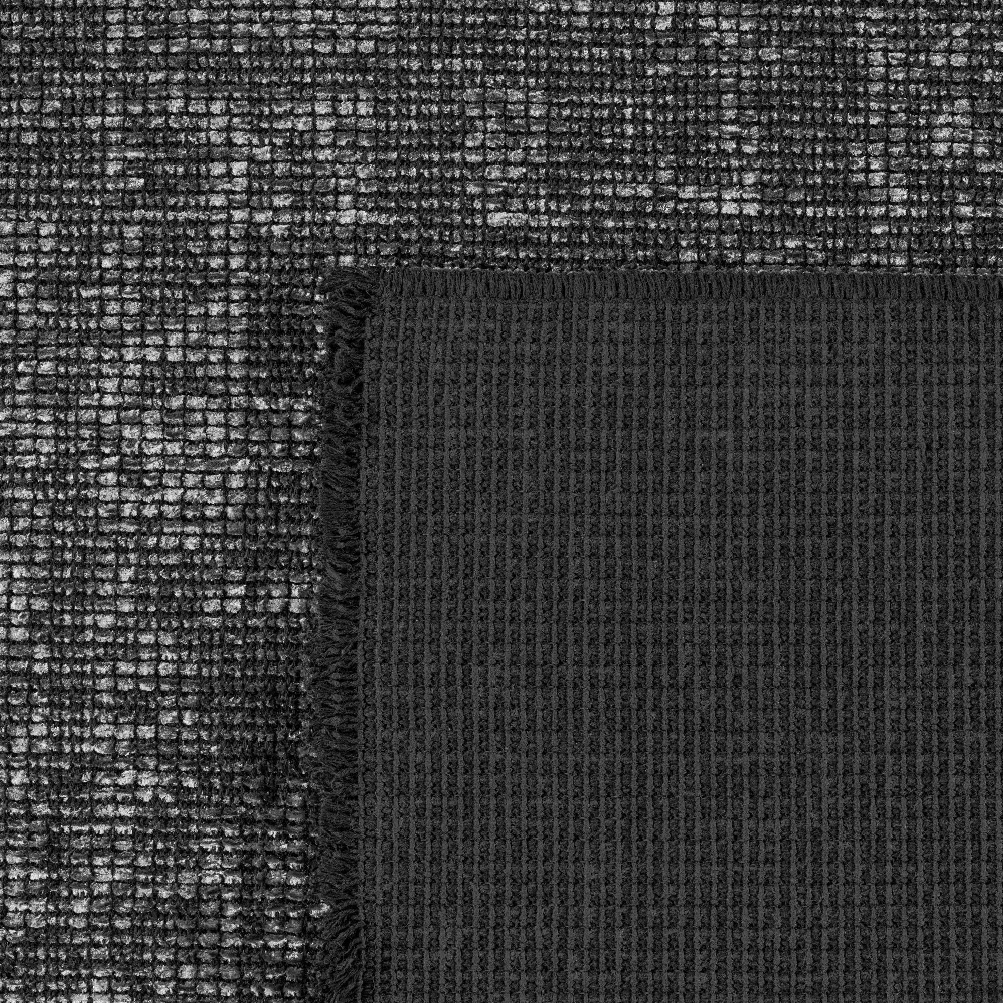 Baumwolle Chenille Teppich Läufer Grau 8x15 cm – Waschbar, Boho-Stil, Vintage Kelim, Kurzflor, Rutschfest & Weich, Einfarbig Meliert, Für Küche, Schlafzimmer & Flur