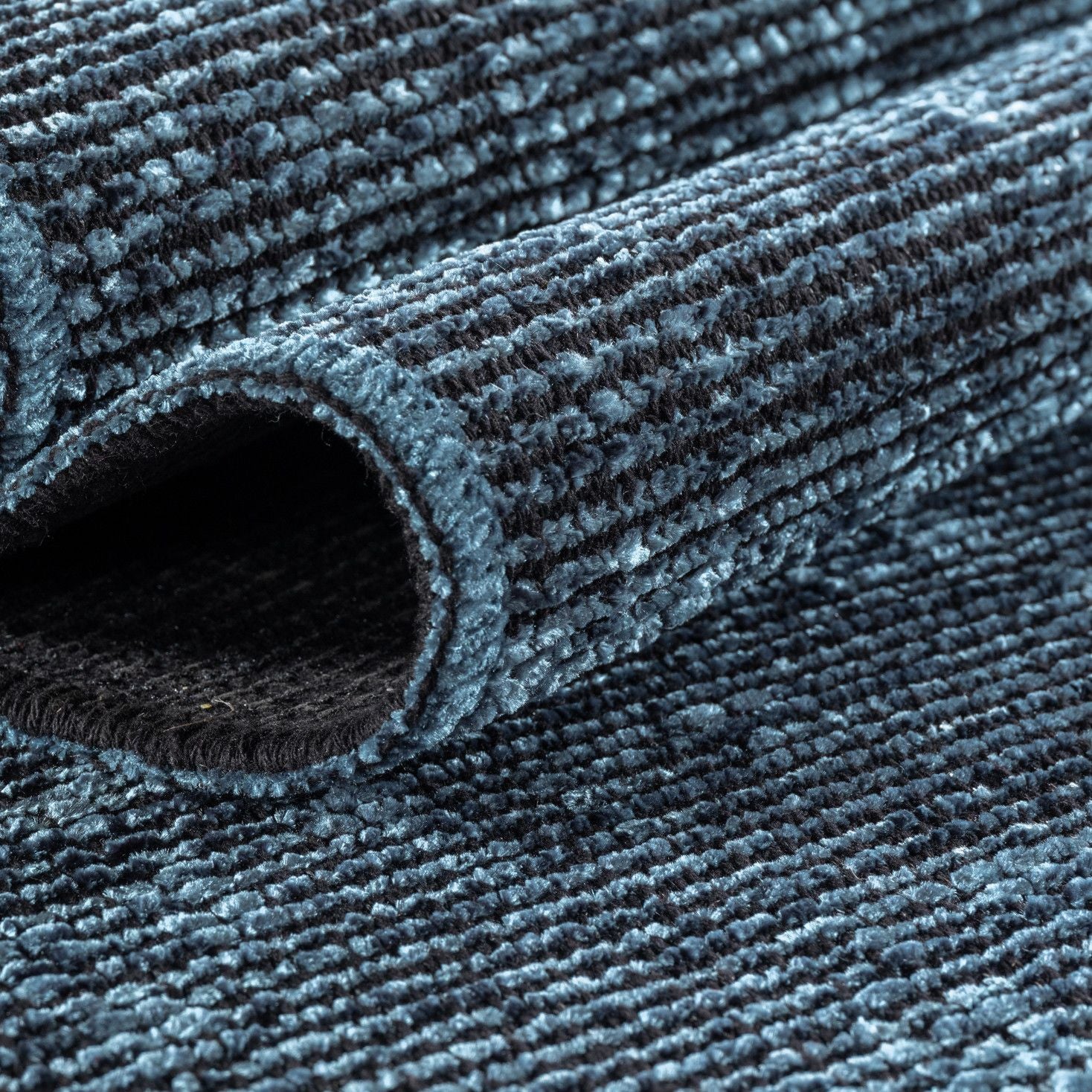 Baumwolle Chenille Teppich Läufer Blau 8x15 cm – Waschbar, Boho-Stil, Vintage Kelim, Kurzflor, Rutschfest & Weich, Einfarbig Meliert, Für Küche, Schlafzimmer & Flur