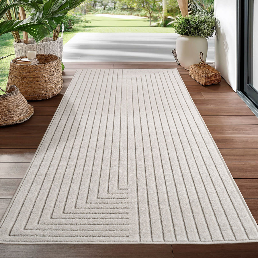 Nova Kurzflor Teppich | Creme asymmetrisch