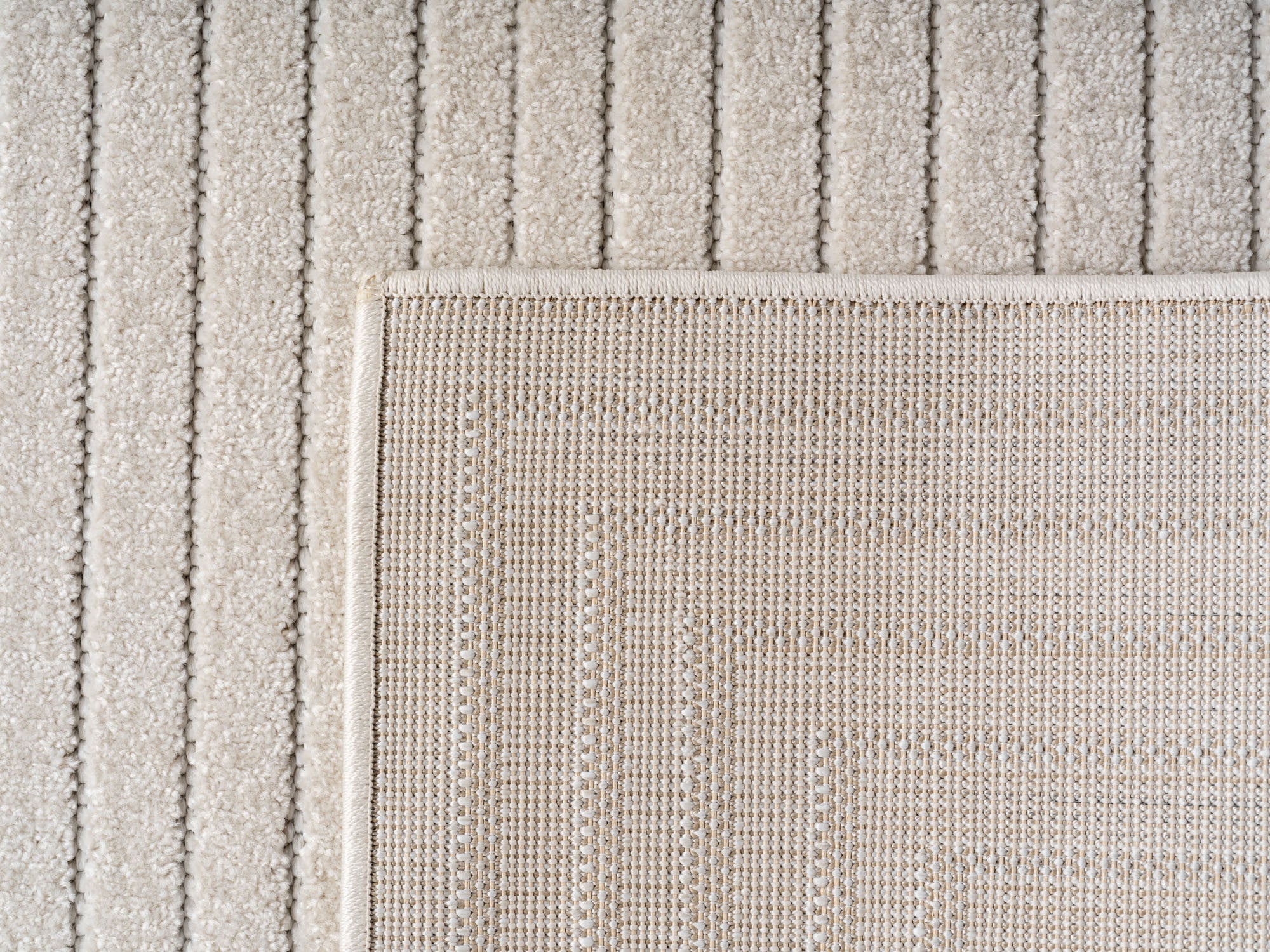 Outdoorteppiche Wohnzimmer, Schlafzimmer, Wintergarten, Kurzflor Creme, Hoch-Tief-Effekt, weich & waschbar, Outdoor geeignet, pflegeleicht, 8x25 cm