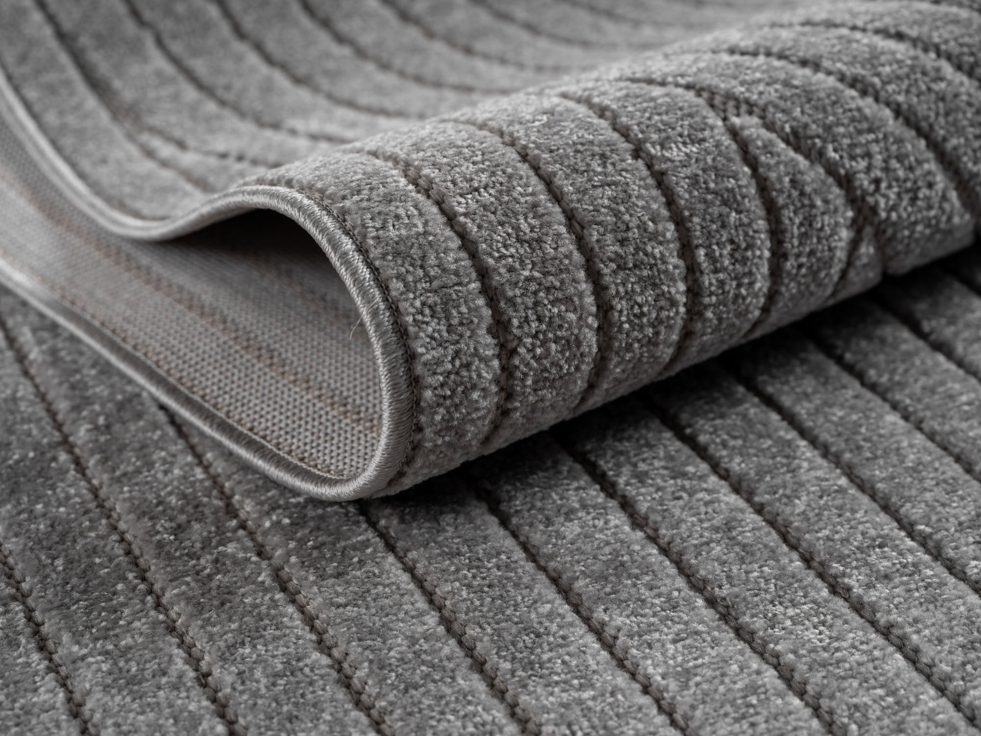 Outdoorteppiche Wohnzimmer, Schlafzimmer, Wintergarten, Kurzflor Grau, Hoch-Tief-Effekt, weich & waschbar, Outdoor geeignet, pflegeleicht, 8x25 cm