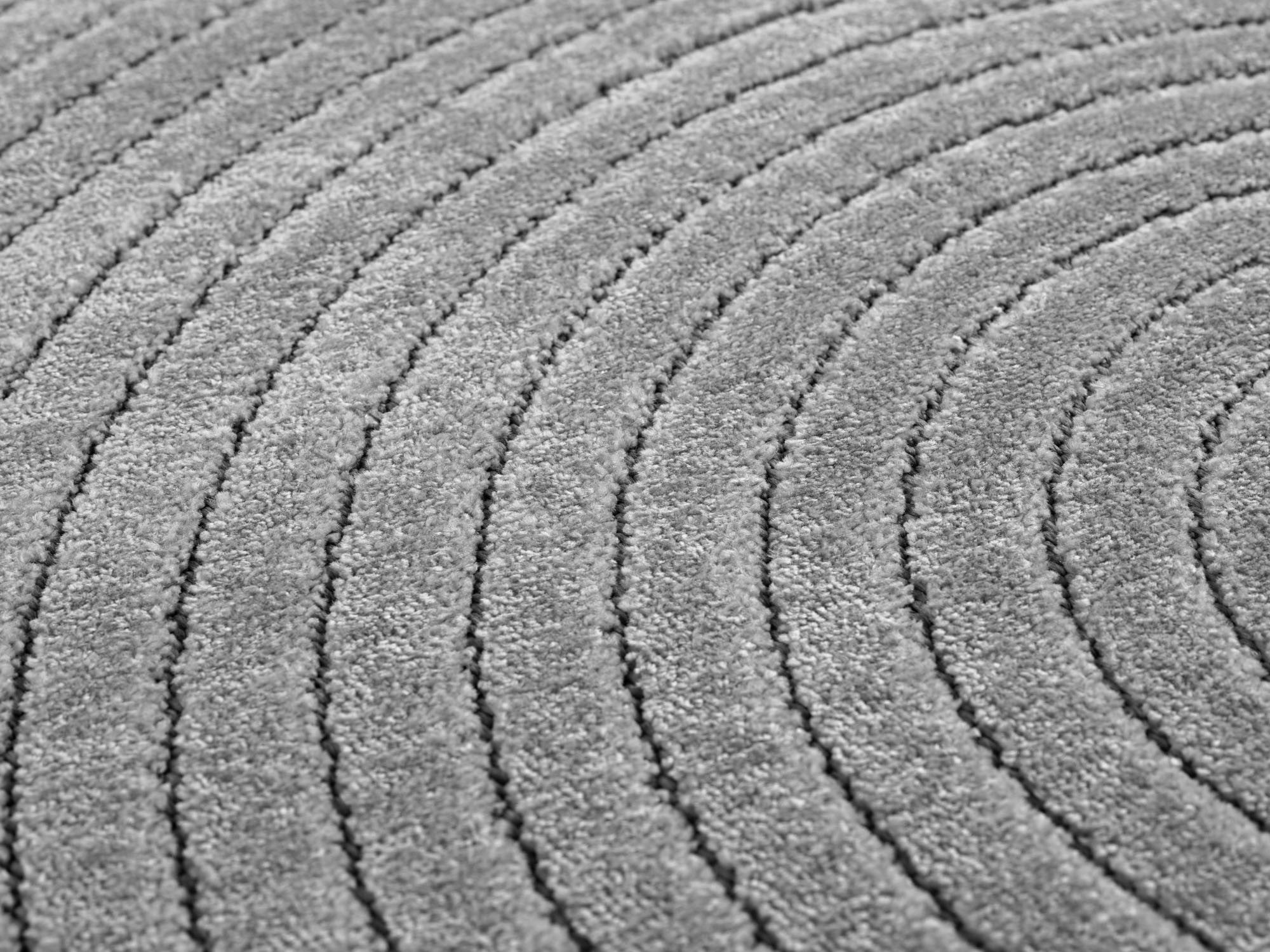 Outdoorteppiche Wohnzimmer, Schlafzimmer, Wintergarten, Kurzflor Grau, Hoch-Tief-Effekt, weich & waschbar, Outdoor geeignet, pflegeleicht, 8x25 cm