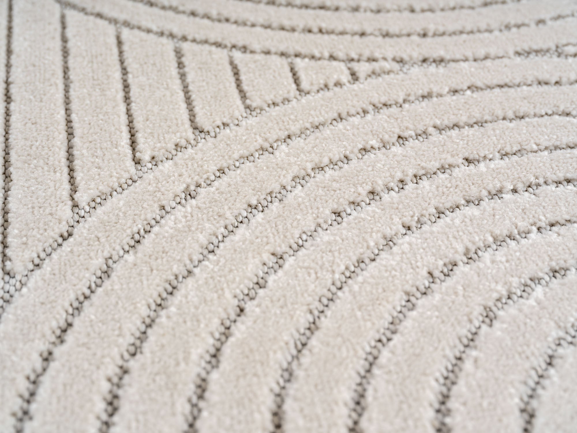 Outdoorteppiche Wohnzimmer, Schlafzimmer, Wintergarten, Kurzflor Creme, Hoch-Tief-Effekt, weich & waschbar, Outdoor geeignet, pflegeleicht, 8x25 cm