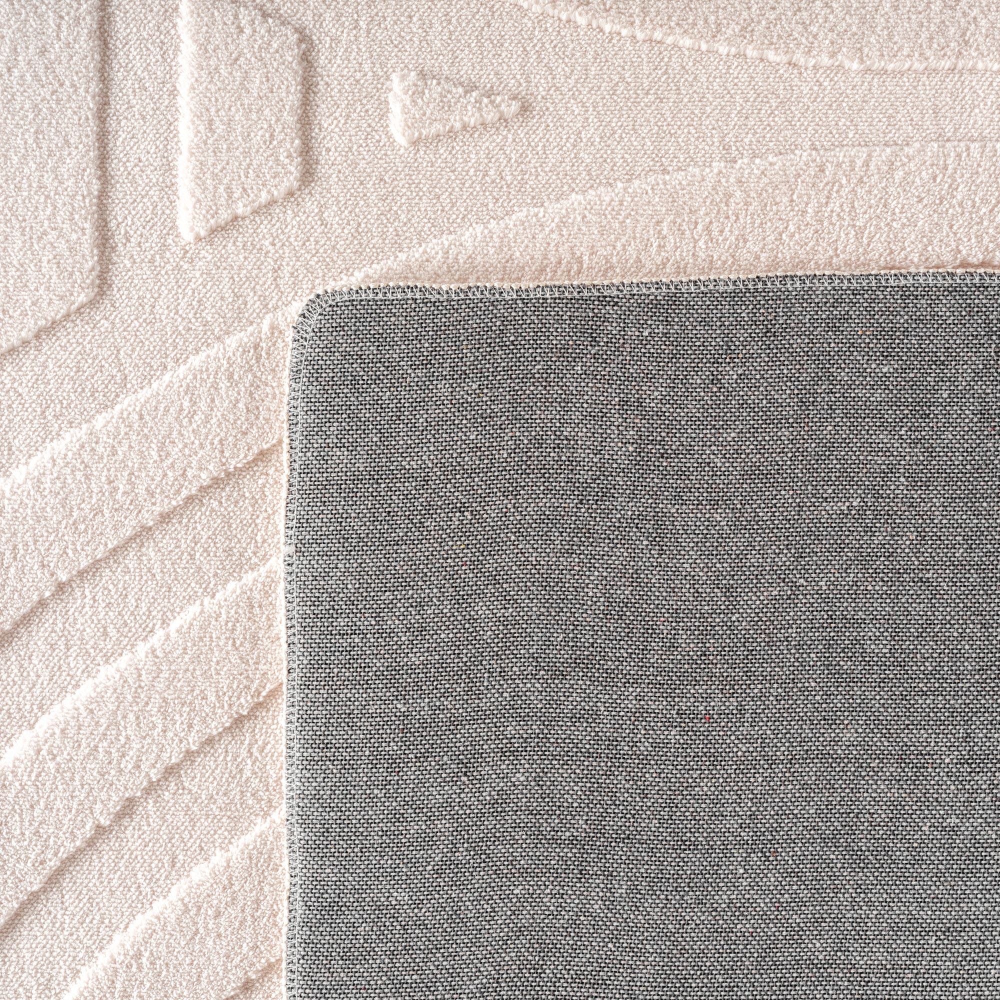 Skandinavischer Boho Teppich Einfarbig Creme 8x15 cm, Deko Teppich, Weich & Pflegeleicht, Waschbar, 3D-Effekt, Teppich für Wohnzimmer und Schlafzimmer, Läufer Teppich