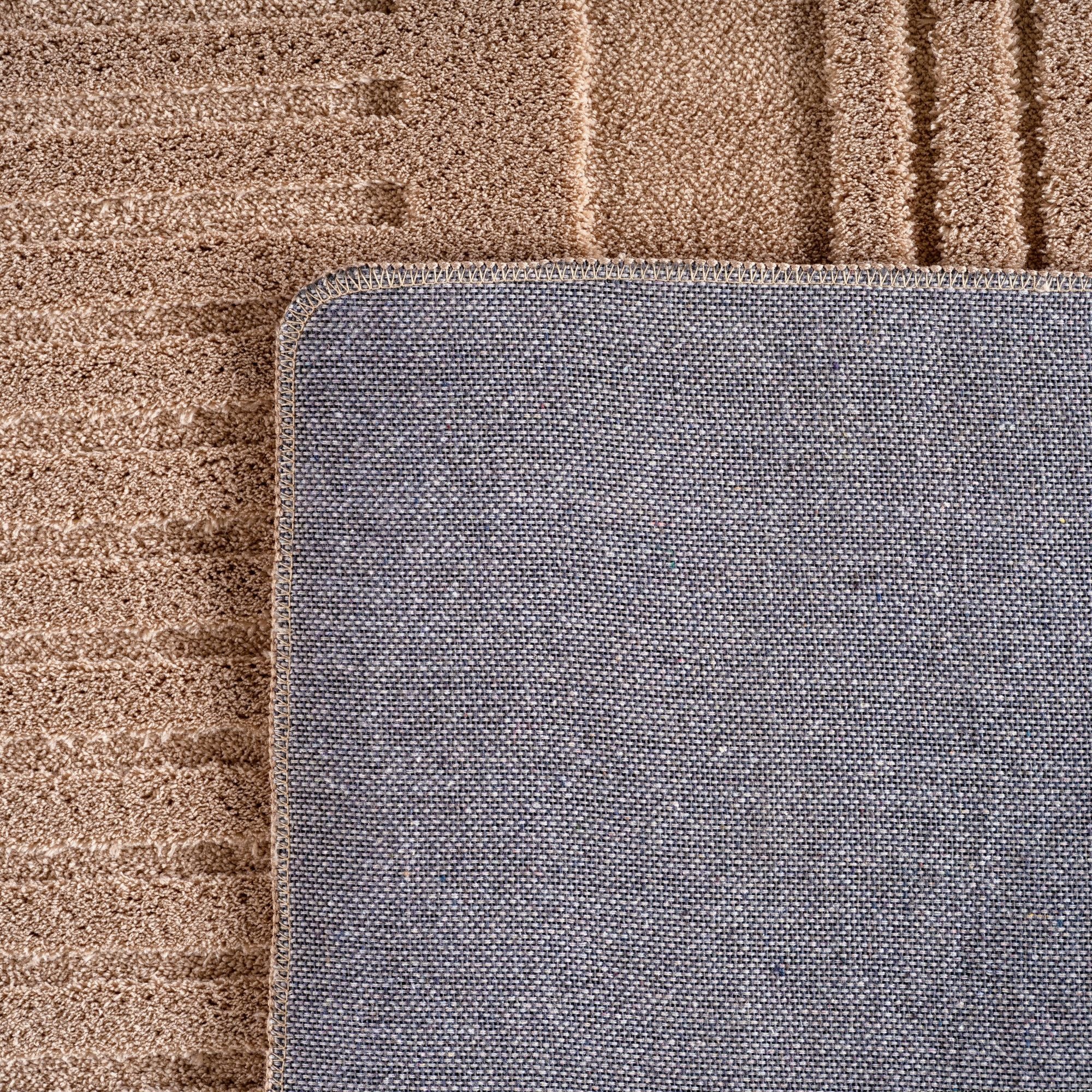 Einfarbiger Skandinavischer Boho Teppich Beige 8x15 cm, Weicher Waschbarer Deko Teppich mit 3D-Effekt, Pflegeleichter Läufer Teppich Wohnzimmer und Schlafzimmer