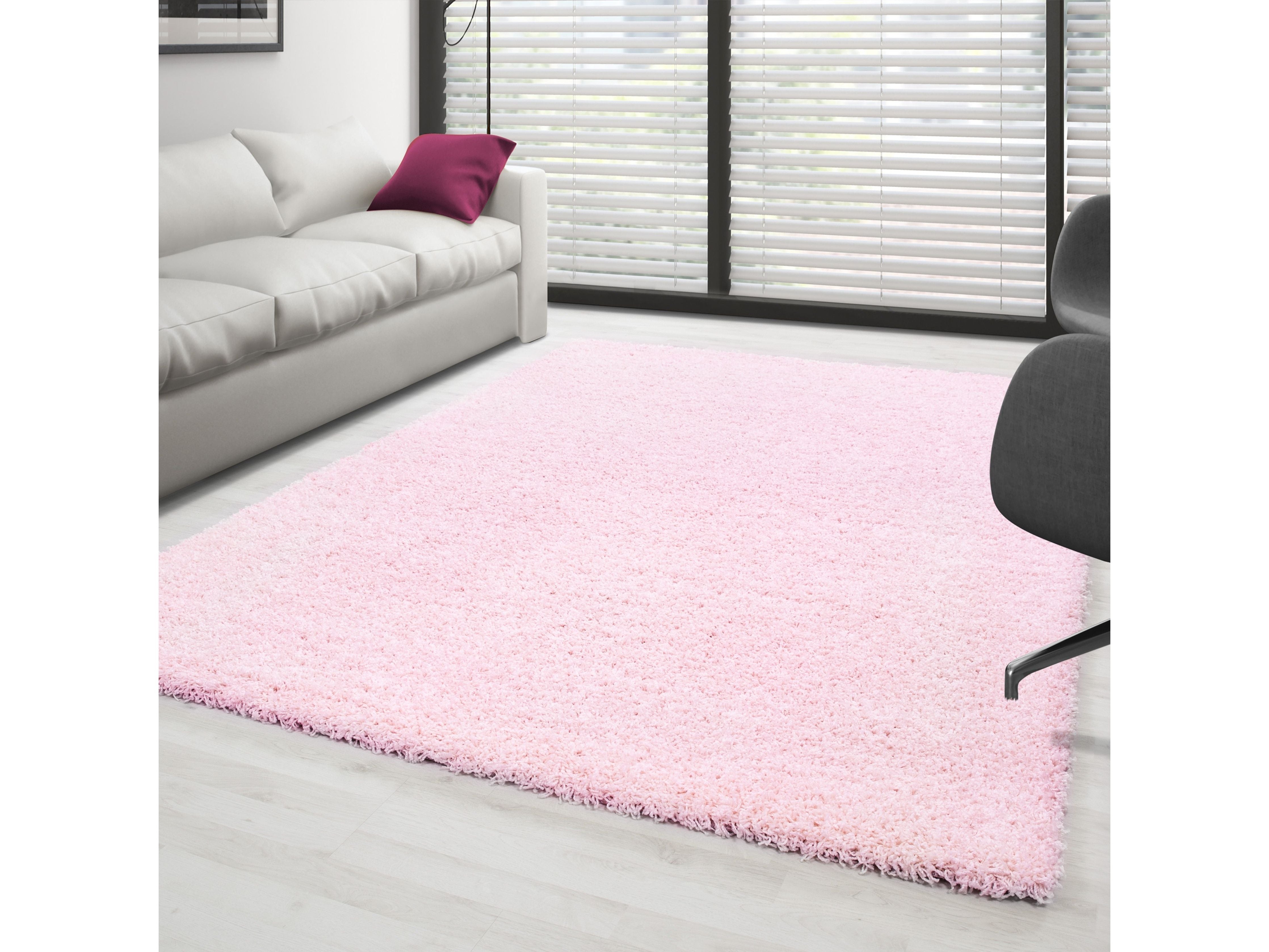 Hochflor Langflor Wohnzimmer Shaggy Teppich Florhöhe 3cm unifarbe Pink