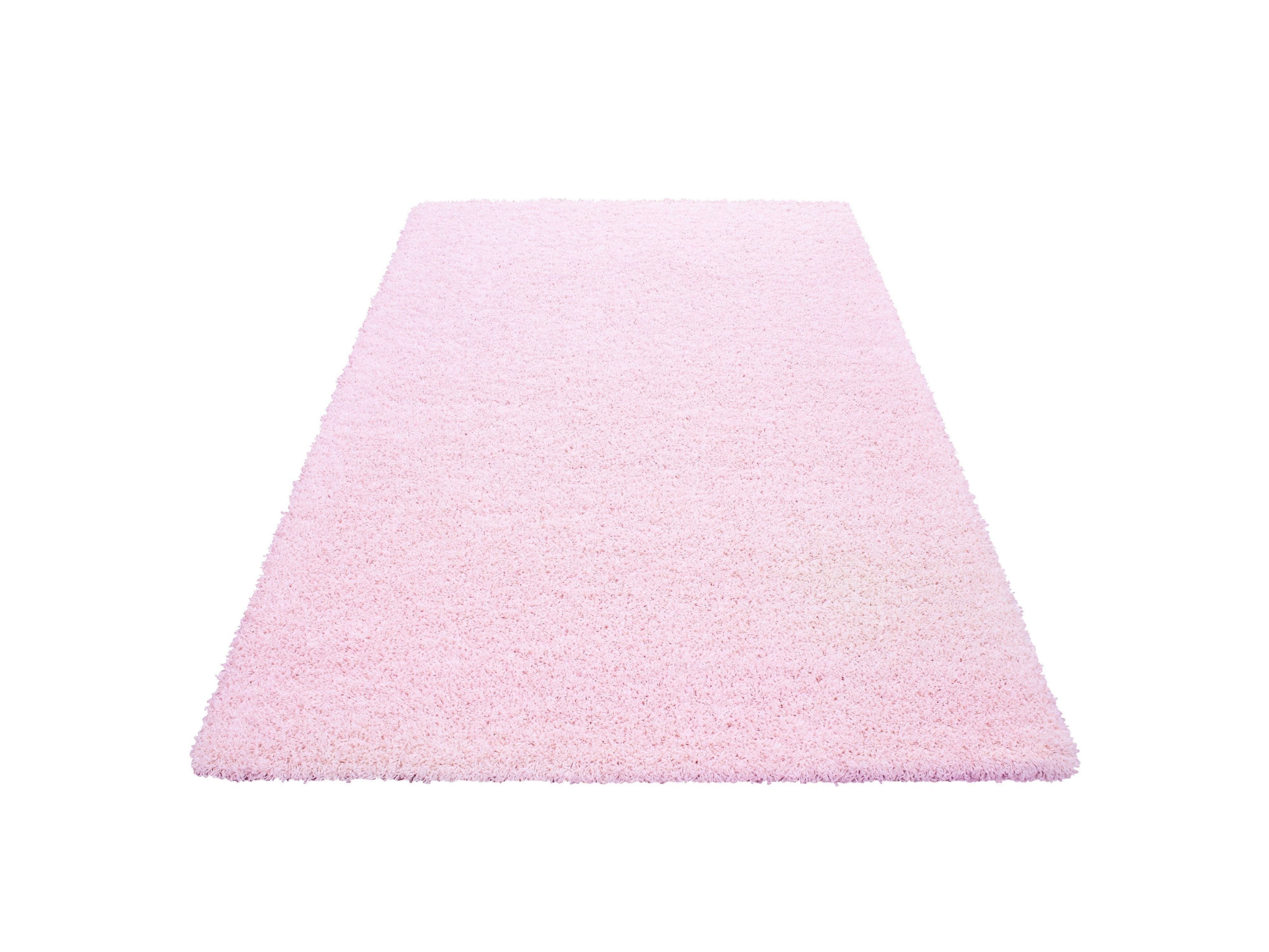 Hochflor Langflor Wohnzimmer Shaggy Teppich Florhöhe 3cm unifarbe Pink