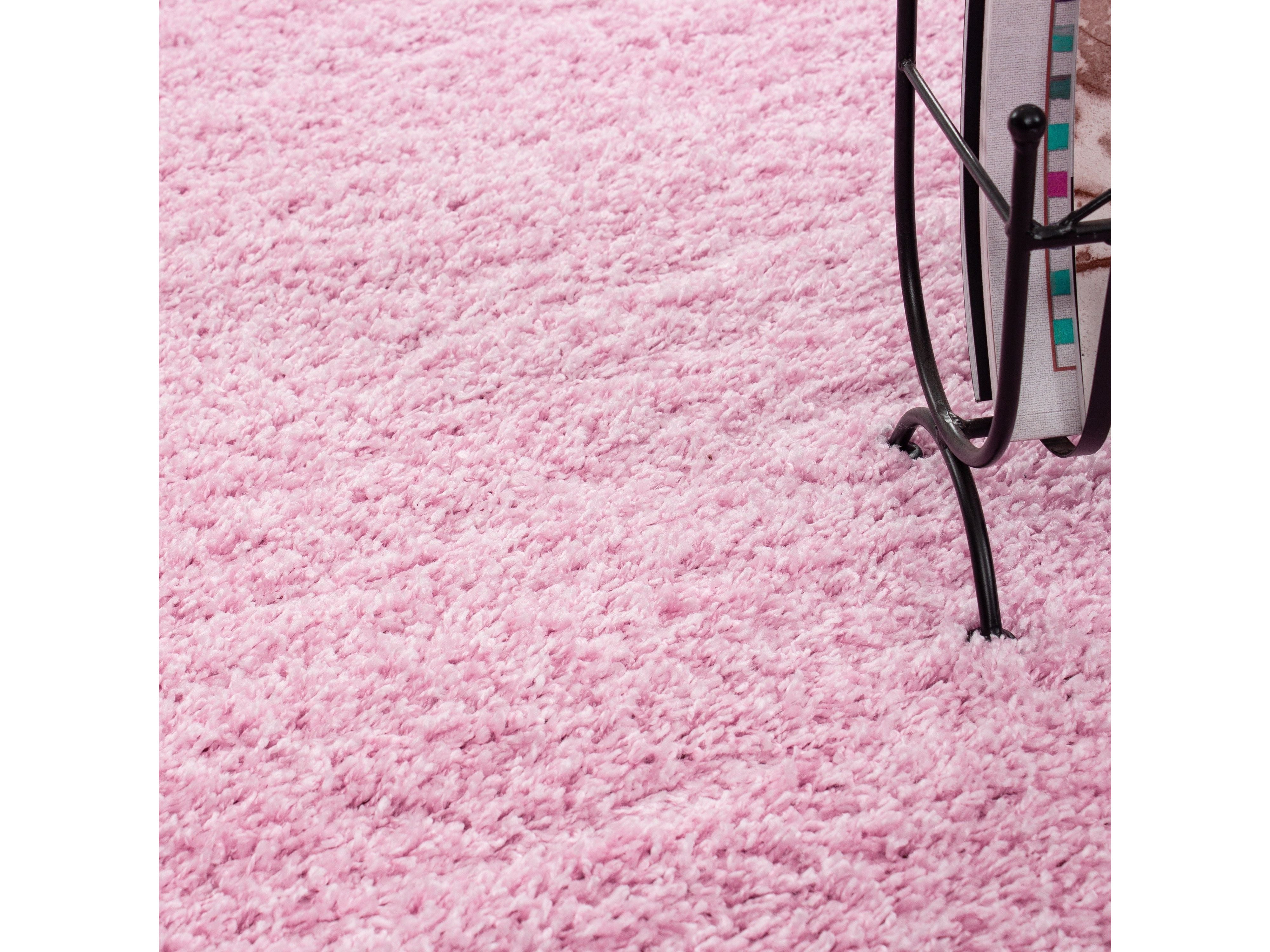 Hochflor Langflor Wohnzimmer Shaggy Teppich Florhöhe 3cm unifarbe Pink