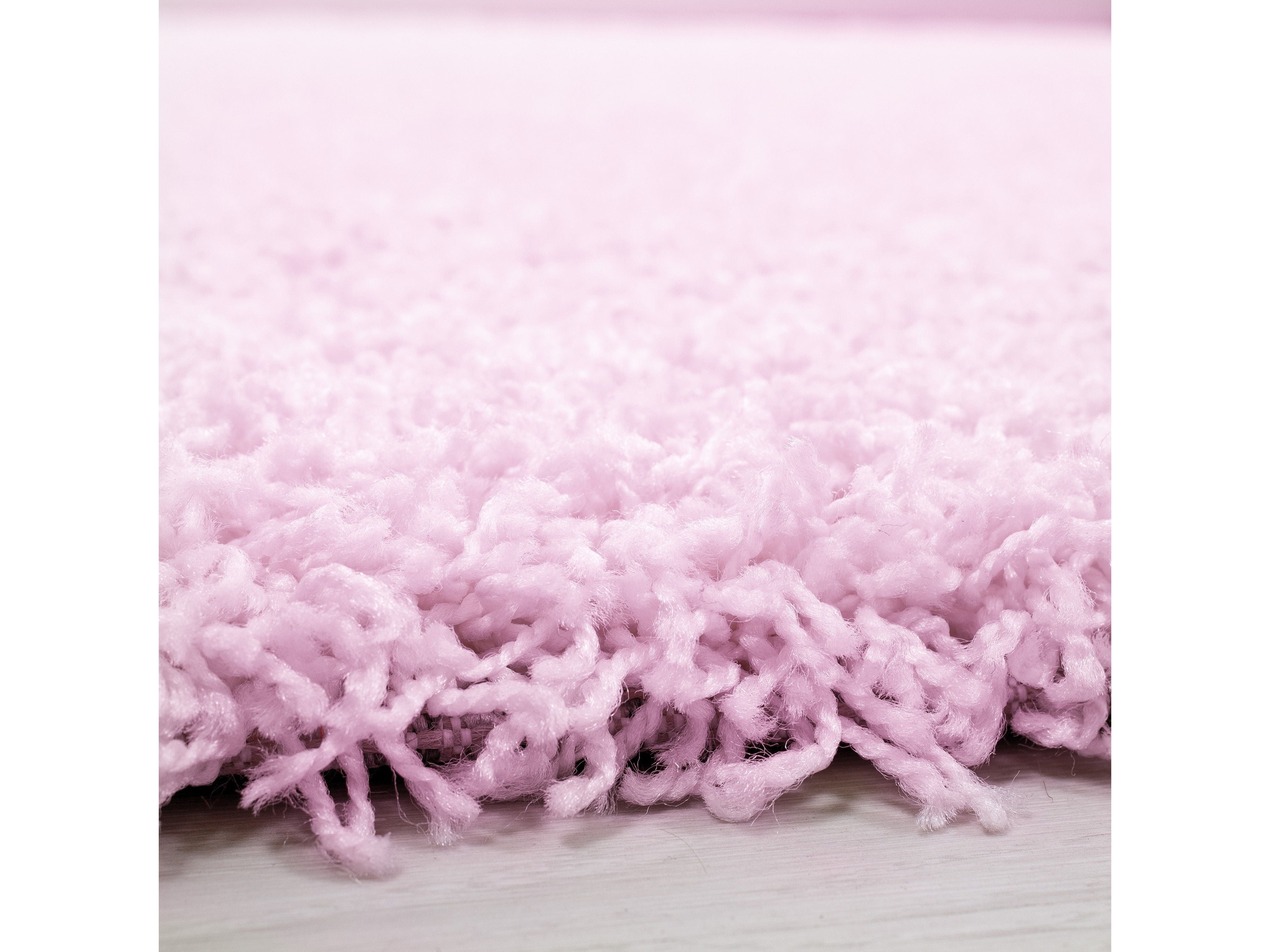 Hochflor Langflor Wohnzimmer Shaggy Teppich Florhöhe 3cm unifarbe Pink
