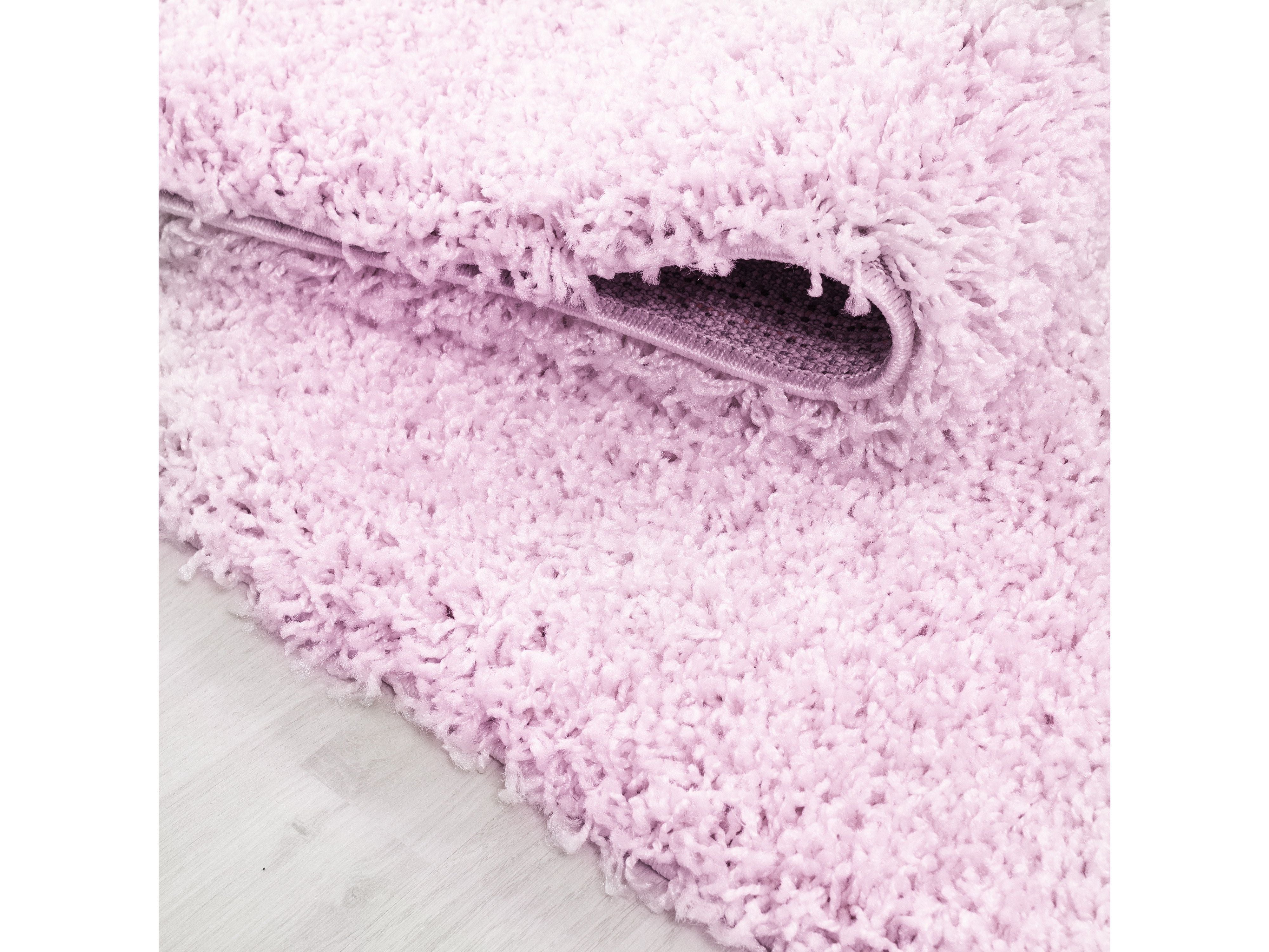 Hochflor Langflor Wohnzimmer Shaggy Teppich Florhöhe 3cm unifarbe Pink