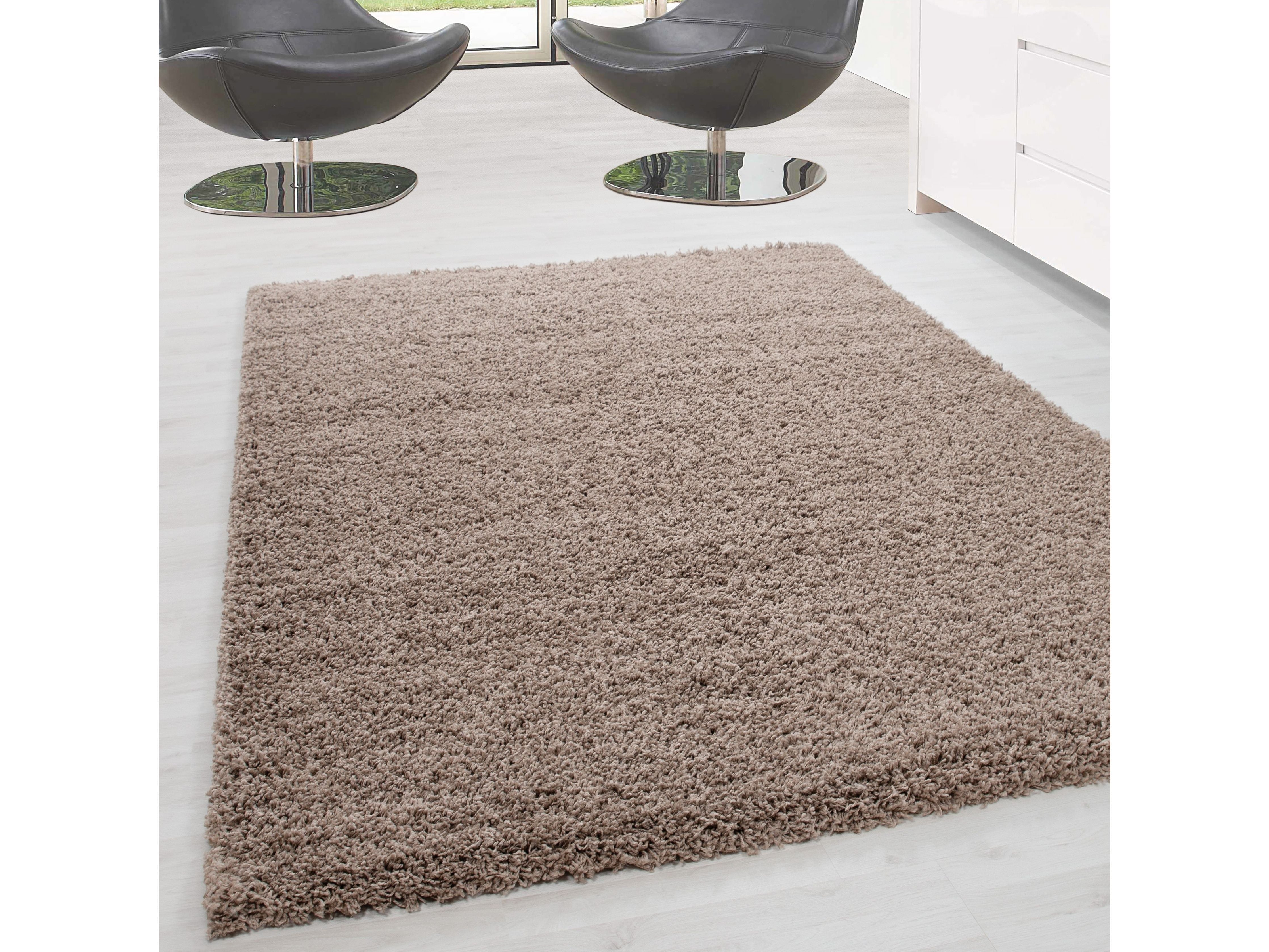 Hochflor Langflor Wohnzimmer DREAM Shaggy Teppich Unifarbe Florhöhe 5cm BEIGE